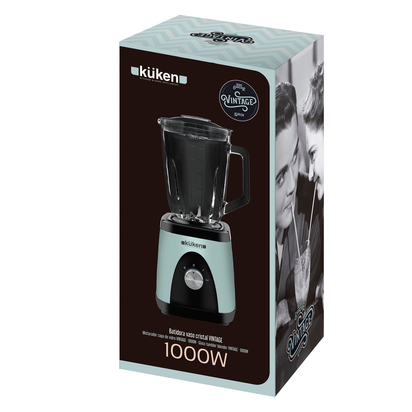 LIQUIFICADORA KUKEN DE VIDRO CRISTAL VINTAGE 1000W 1.5L