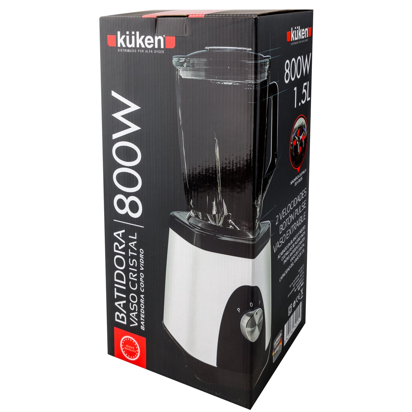 LIQUIFICADORA KUKEN COM JARRO DE VIDRO 800W 1.5L