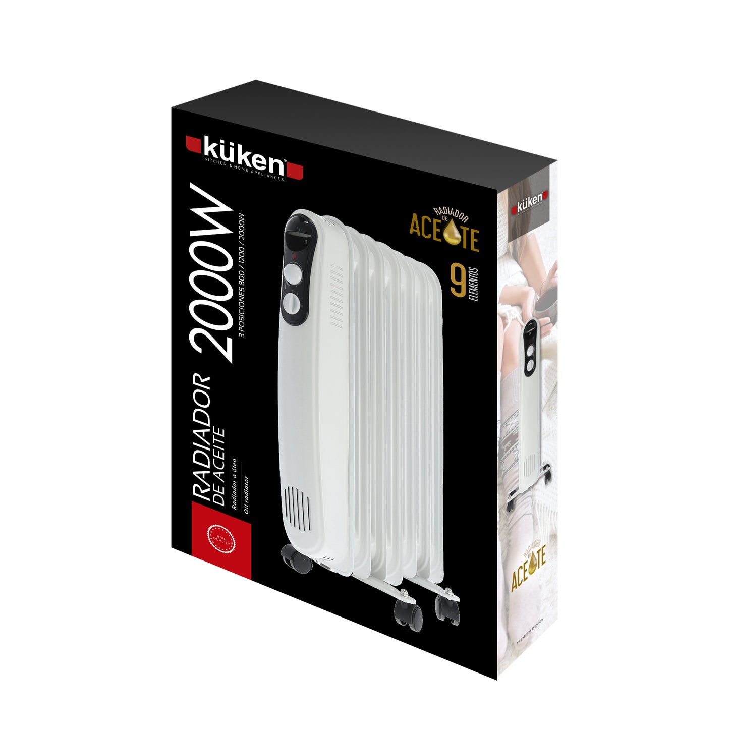 RADIADOR DE ÓLEO BRANCO DE 9 ELEMENTOS DE 2000W