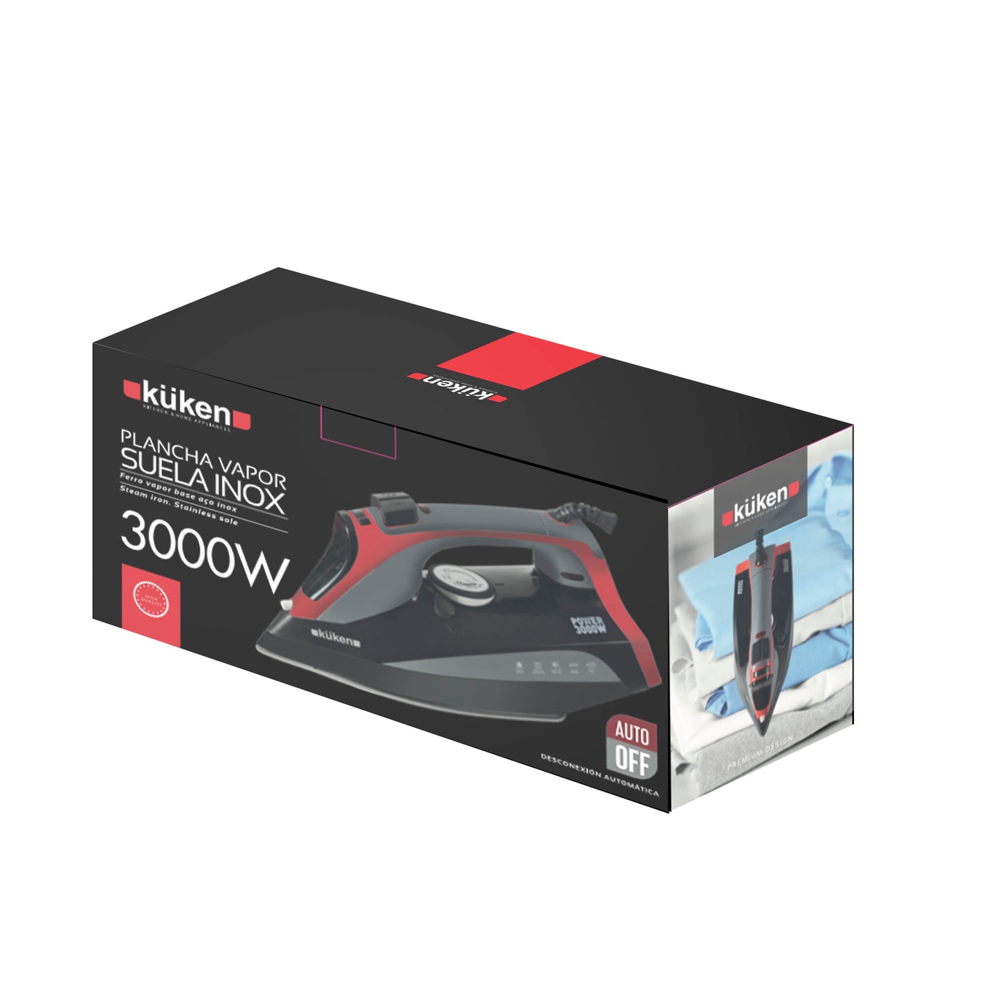 FERRO A VAPOR SOLA DE INOX - KÜKEN 3000W