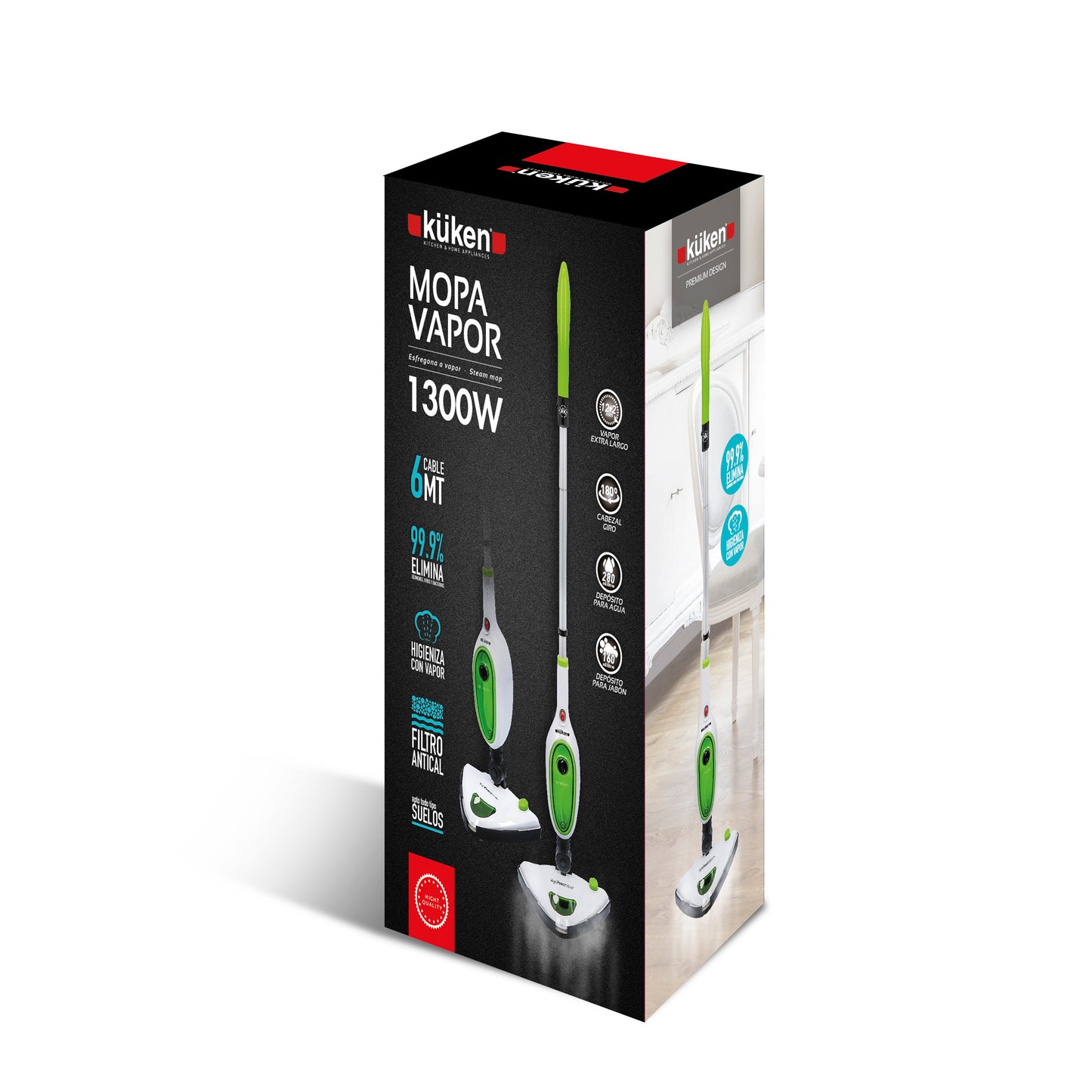 ESFREGA DE VAPOR COM CABO 6M KÜKEN 1300W