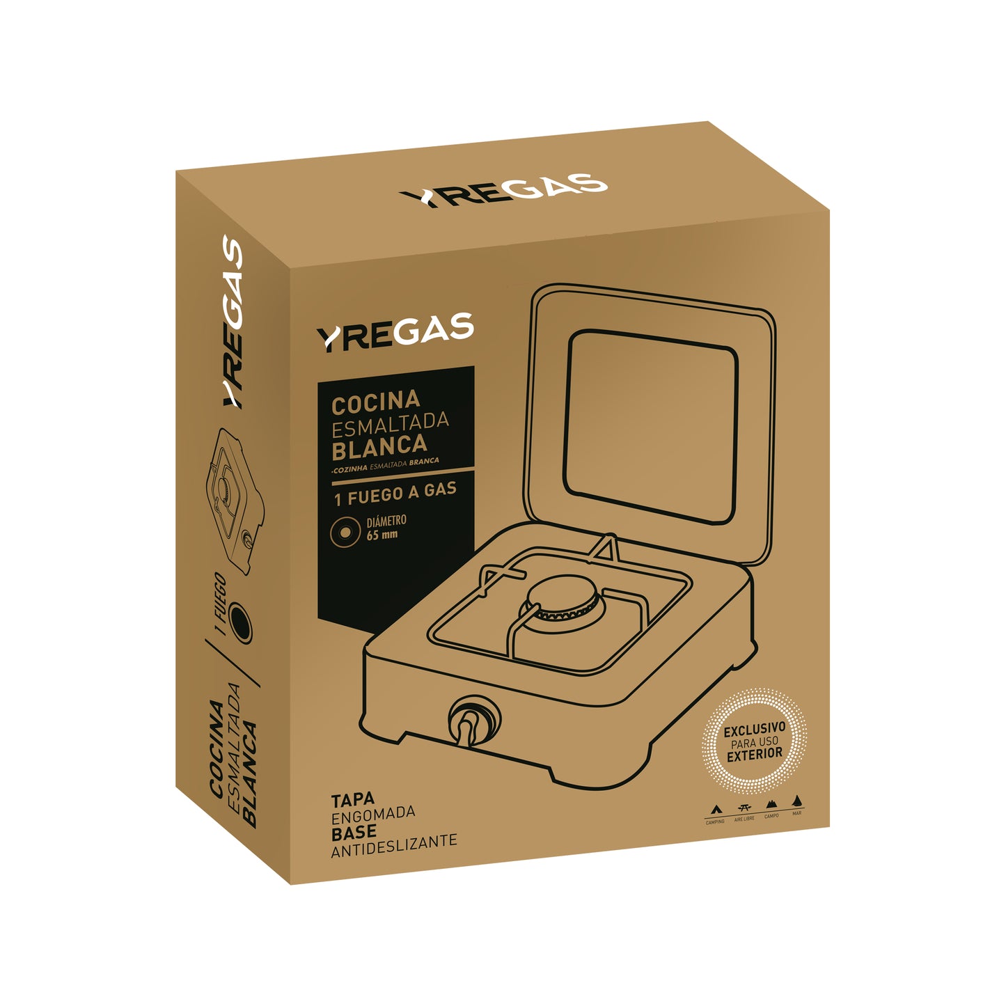 FOGÃO A GÁS ESMALTADO YREGAS BRANCO 1 FOGO