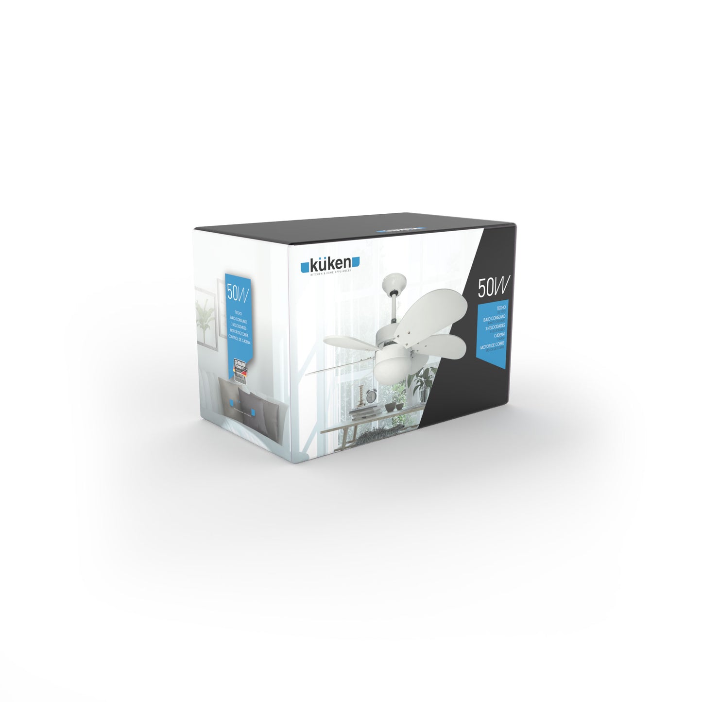 VENTILADOR DE TETO COM LUZ KÜKEN 50W BRANCO