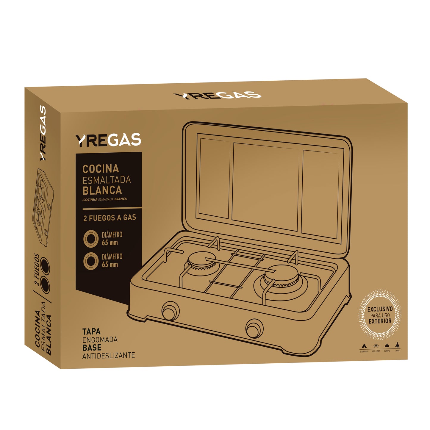 FOGÃO A GÁS ESMALTADO BRANCO 2 FOGOS