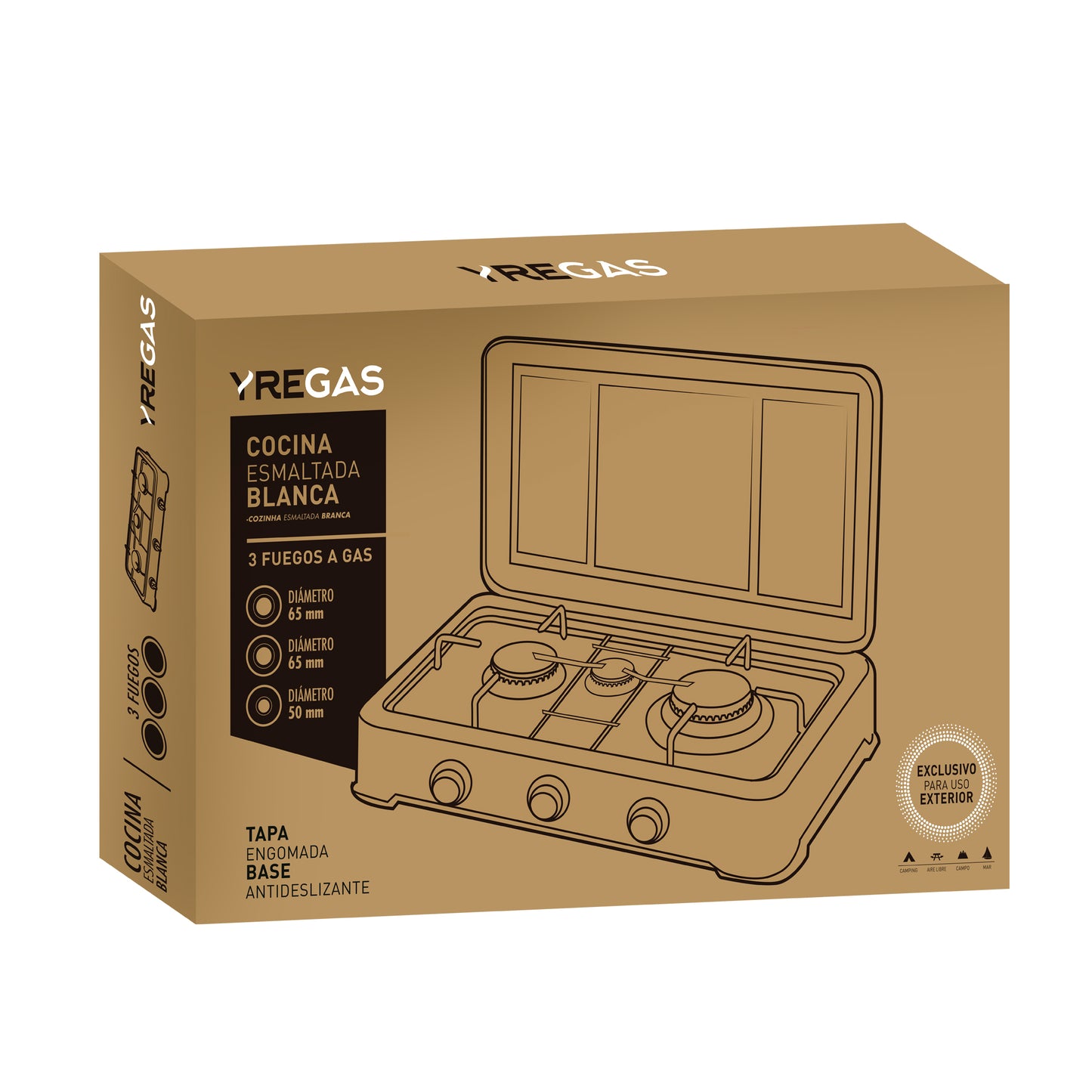 FOGÃO A GÁS ESMALTADO BRANCO 3 FOGOS