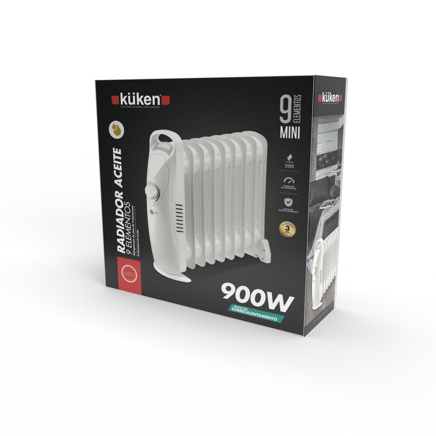 RADIADOR DE ÓLEO 900W 9 ELEMENTOS MINI