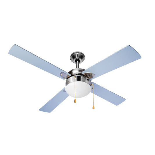 VENTILADOR DE TETO COM LUZ KÜKEN 4 LÂMINAS CROMADAS