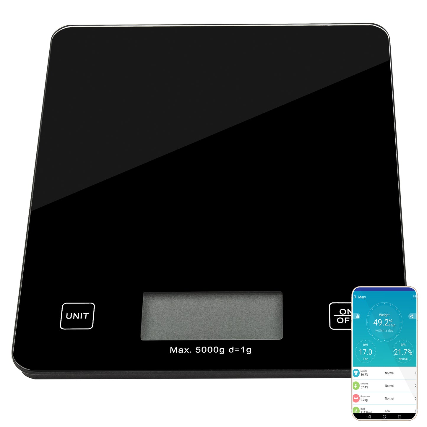 ESCALA DE COZINHA ELETRÔNICA DE VIDRO BLUETOOTH 5KG KÜKEN