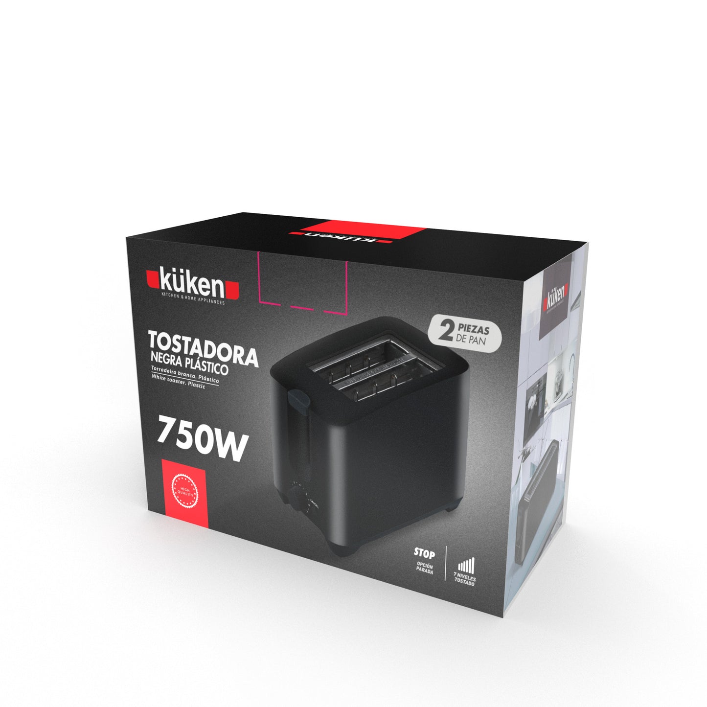 TORRADEIRA DE PLÁSTICO 2PC 750W PRETO