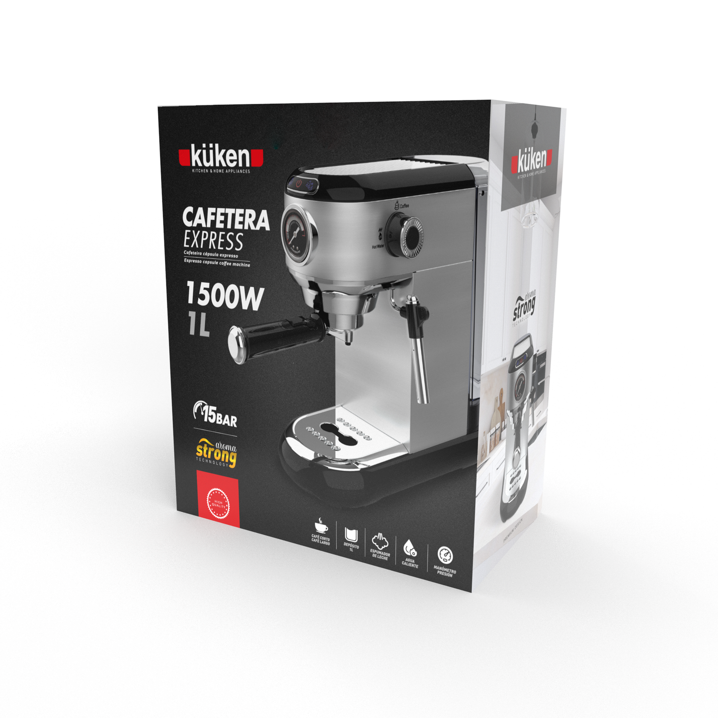 MACHINE À CAFÉ ESPRESSO KÜKEN 15 BAR 1 LITRE 1500W