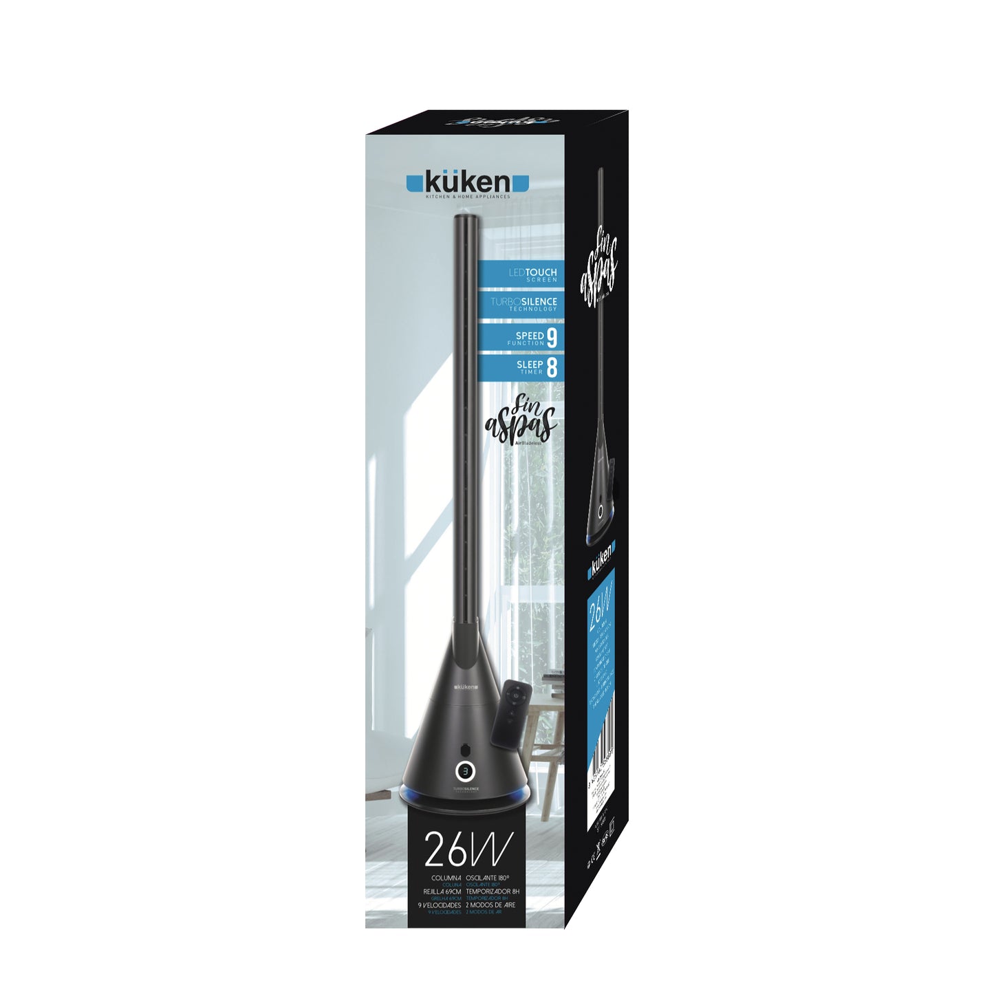 VENTILADOR SEM LÂMINAS DE COLUNA 26W KÜKEN