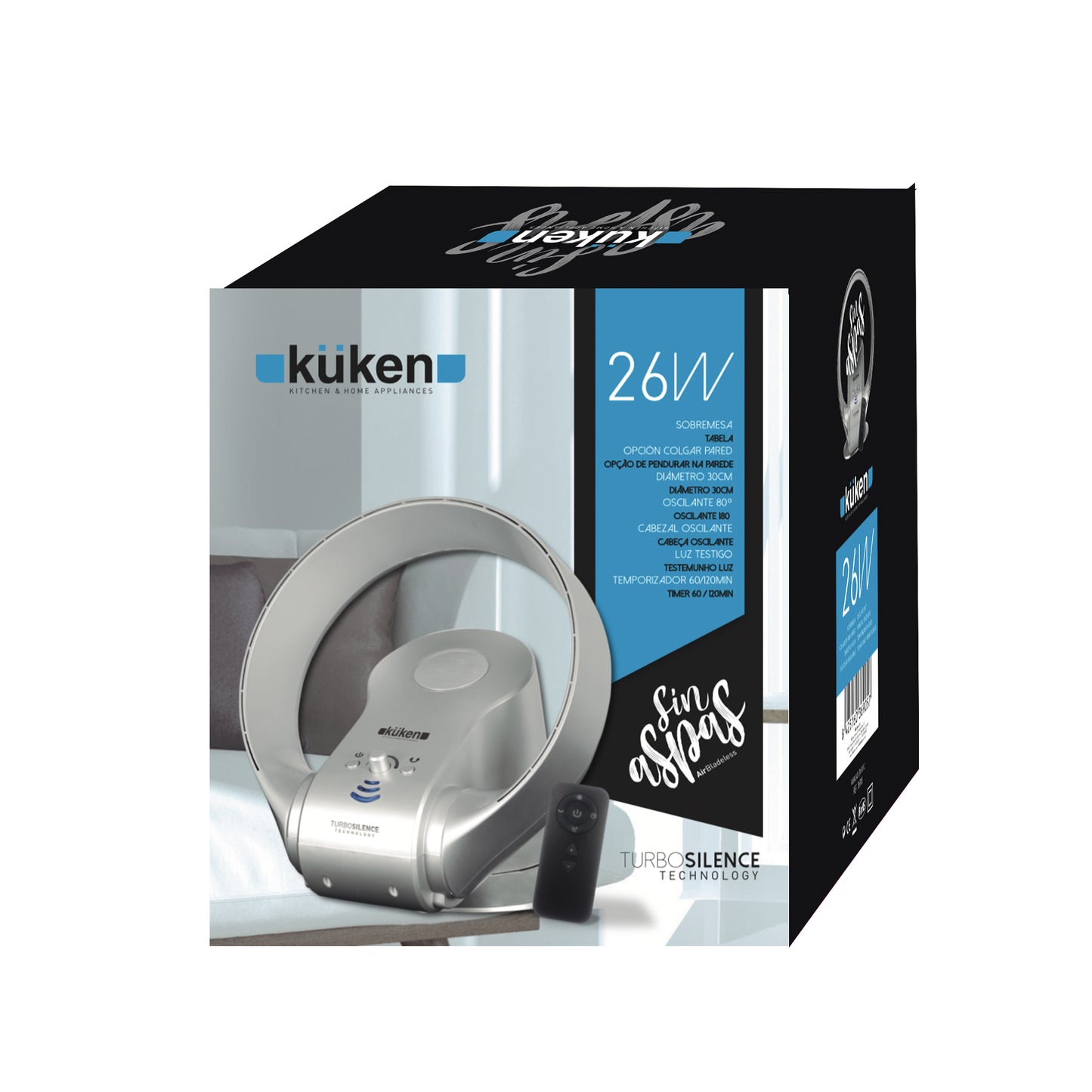 VENTILADOR DE MESA/PAREDE SEM LÂMINAS 26W KÜKEN