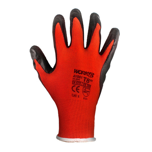 LUVA DE SEGURANÇA GUANTE LATEX WORKFIT VERMELHO-PRETO 8" 9" 10"