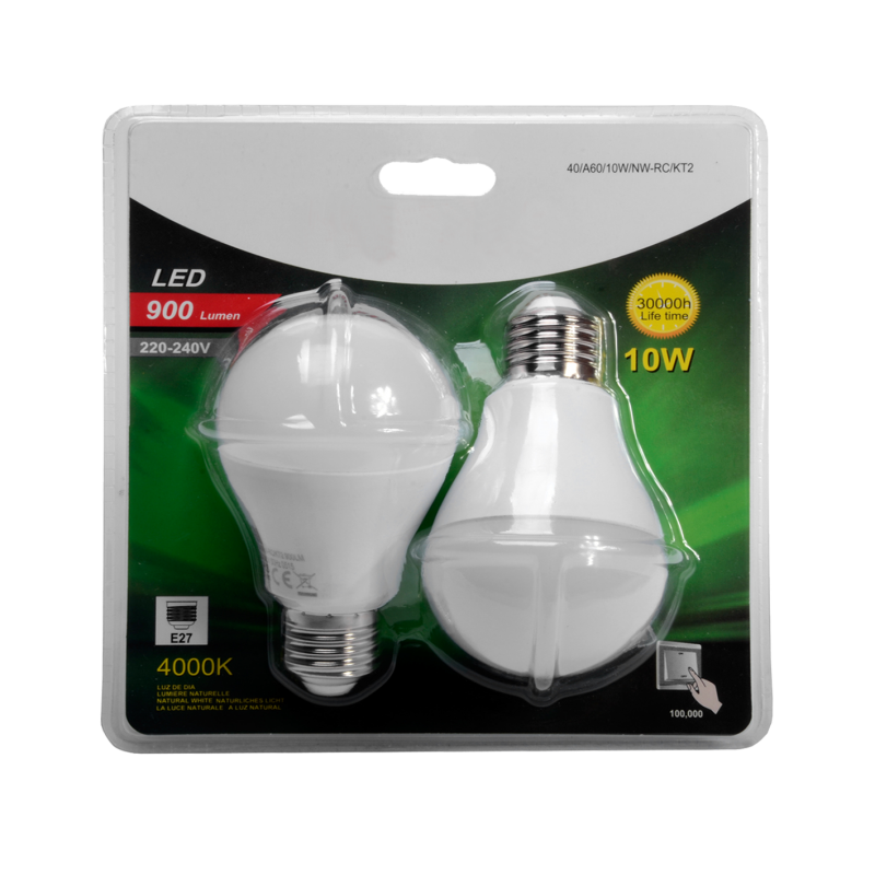Lâmpada A60 10W 900LM 4000K 230V (kit 2)