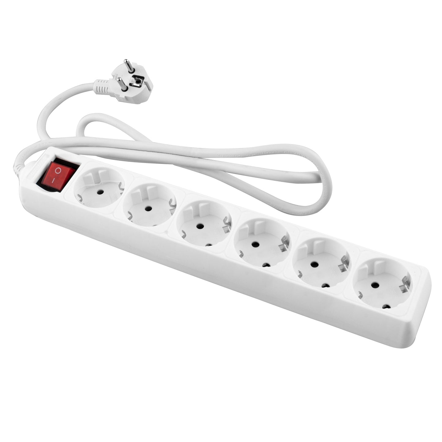 EXTENÇÃO ELÉTRICA COM BASE BRANCA 6 TOMADAS COM INTERRUPTOR E CABO 3M