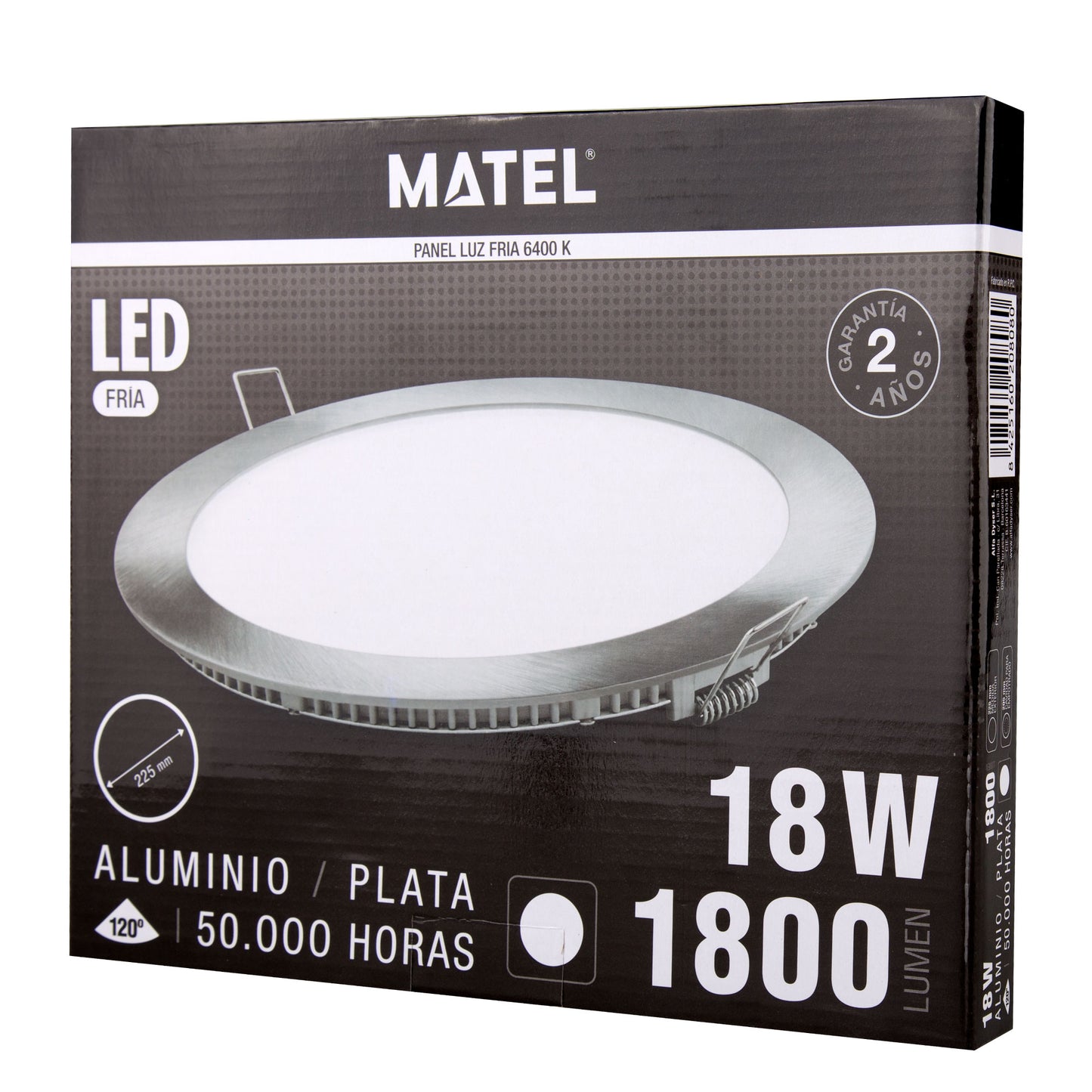 PLACA LED ULTRA FINA PRATA REDONDA PLANA 120º EM ALUMÍNIO 230V AC