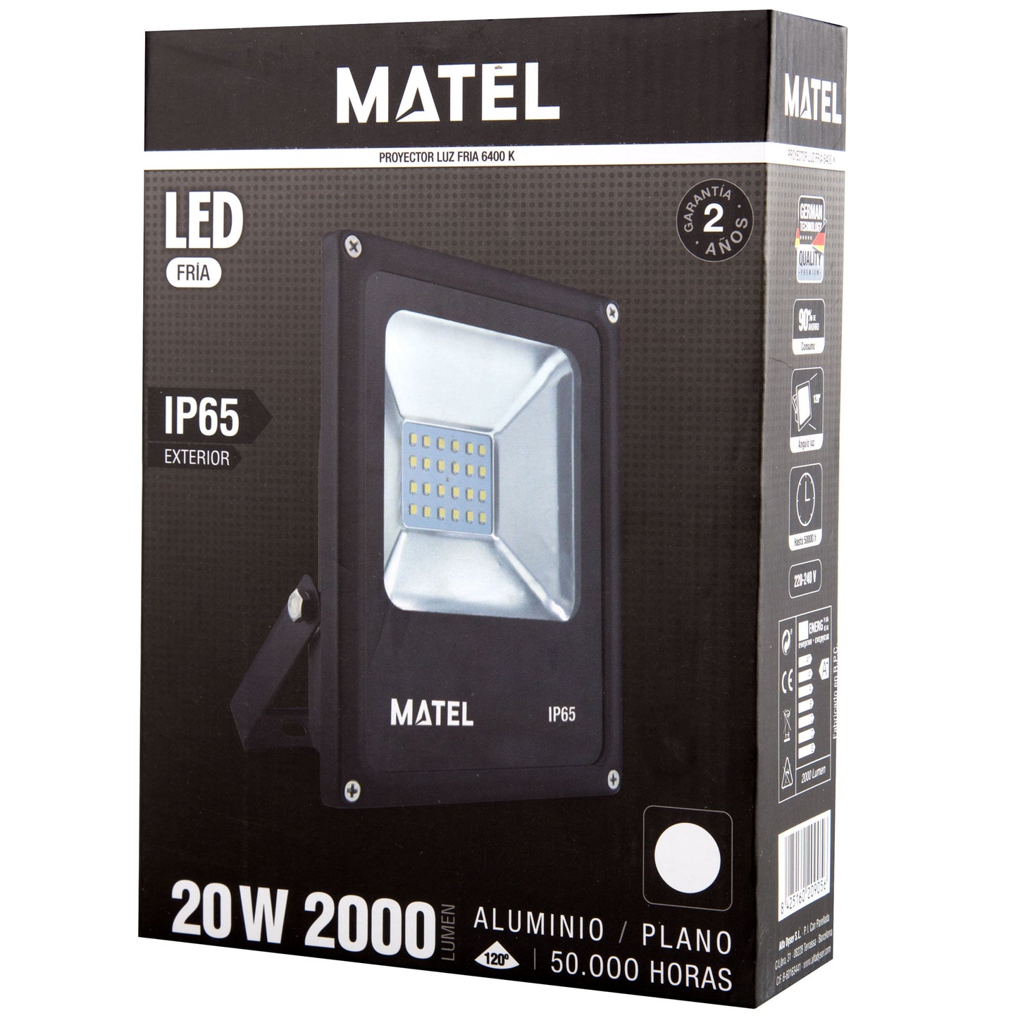 BLACK FLAT ALUMINUM LED SPOTLIGHT 10W 20W 30W 50W 70W 100W 150W 200W IP65 230V AC
