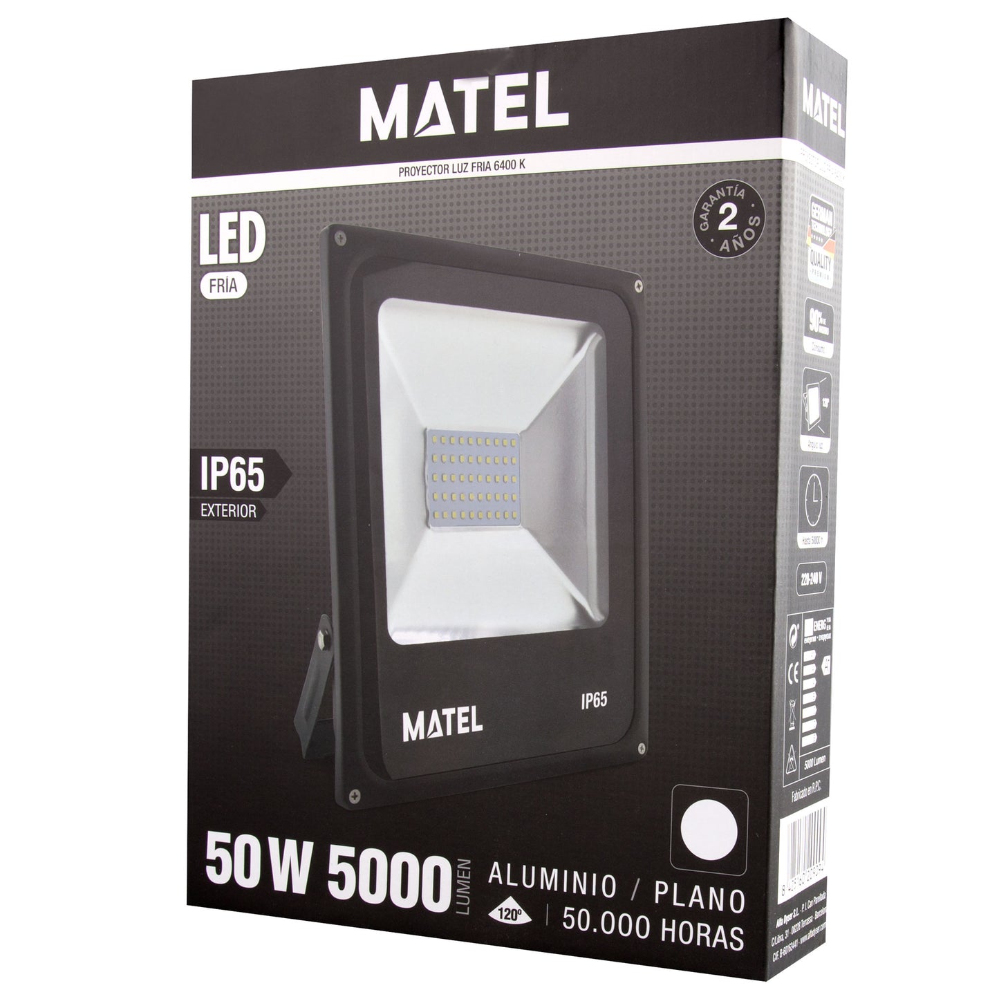BLACK FLAT ALUMINUM LED SPOTLIGHT 10W 20W 30W 50W 70W 100W 150W 200W IP65 230V AC