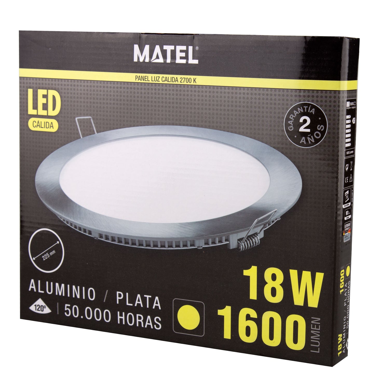 PLACA LED ULTRA FINA PRATA REDONDA PLANA 120º EM ALUMÍNIO 230V AC