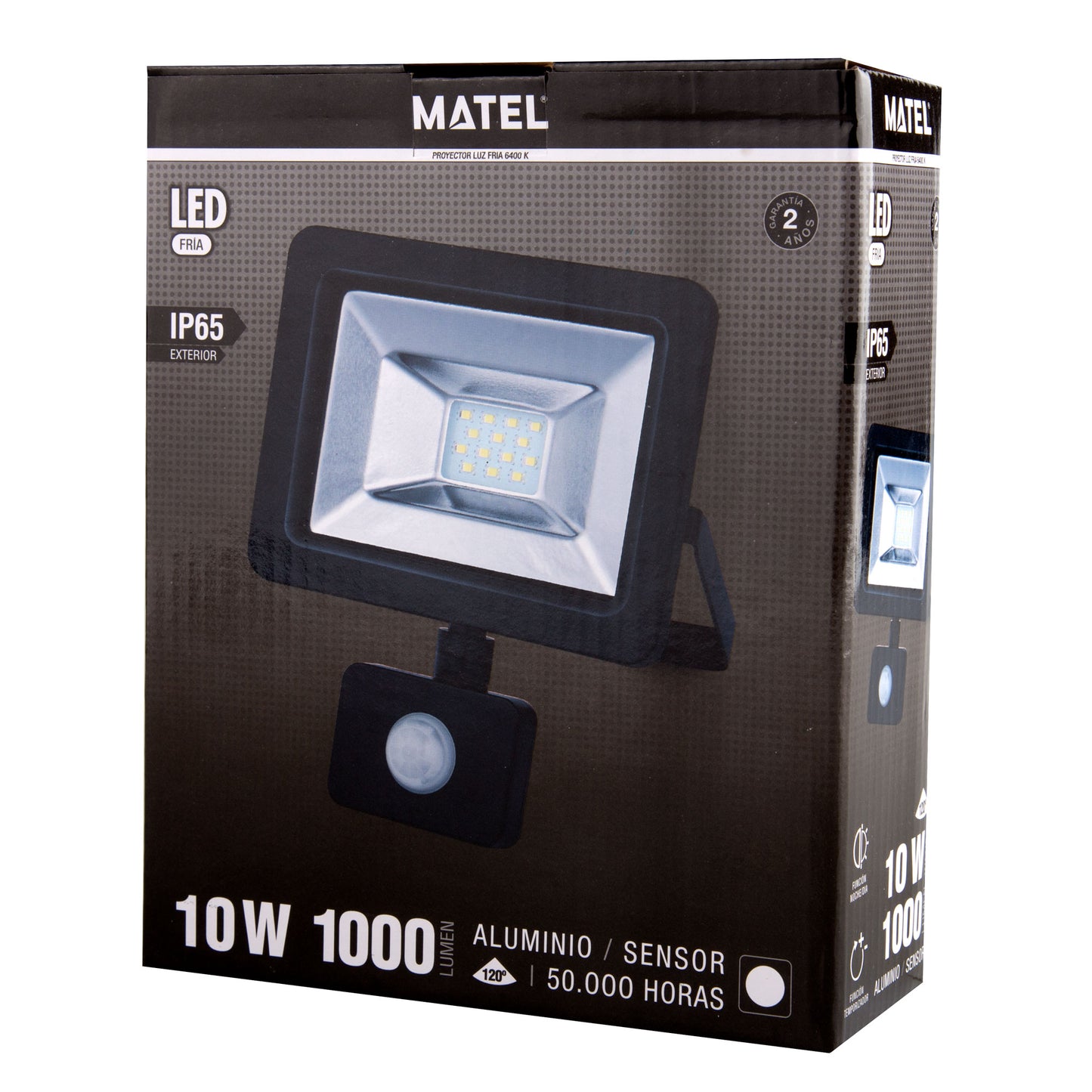PROJECTEUR LED PLAT NOIR ALUMINIUM & VERRE 10W 20W 30W 50W 6400K 2700K 230V AC