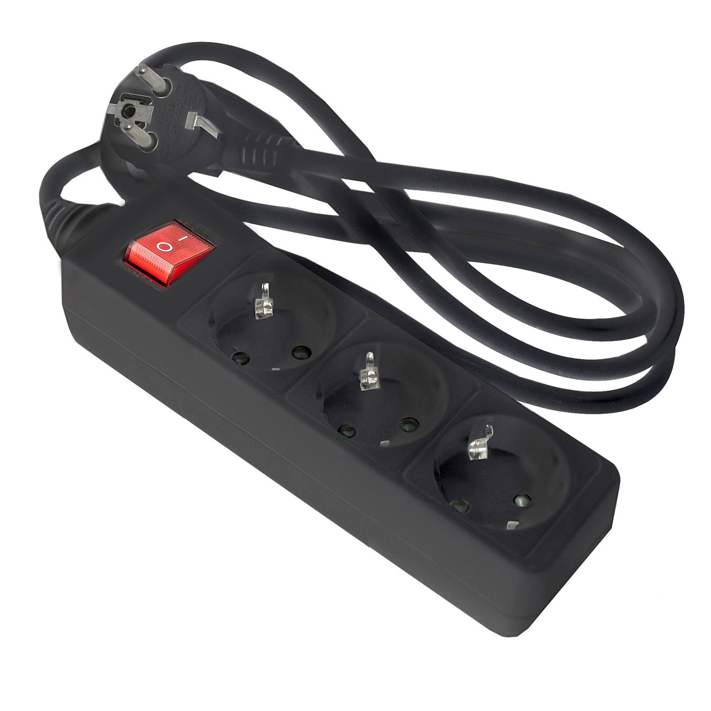 EXTENÇÃO ELÉTRICA COM BASE PRETA DE 3 / 4 / 5 / 6 TOMADAS COM INTERRUPTOR E COM CABO 1.5M
