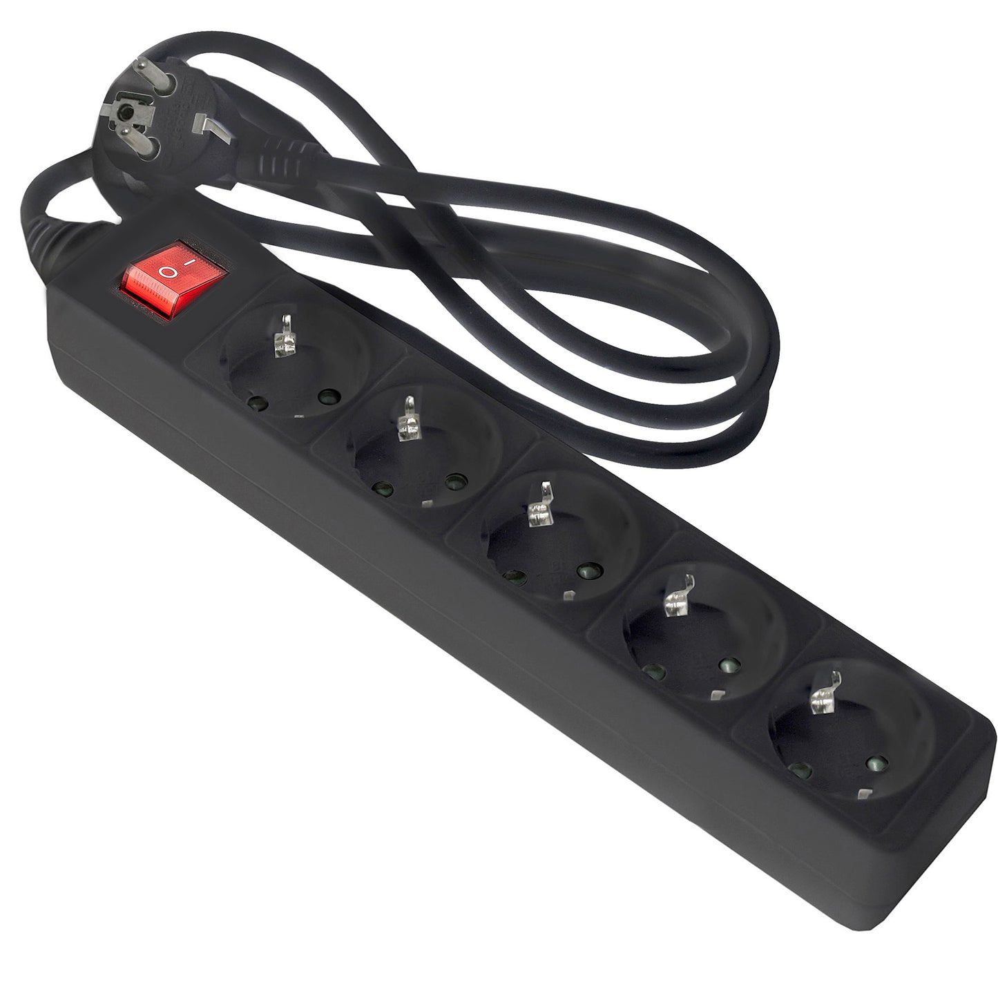 EXTENÇÃO ELÉTRICA COM BASE PRETA DE 3 / 4 / 5 / 6 TOMADAS COM INTERRUPTOR E COM CABO 1.5M