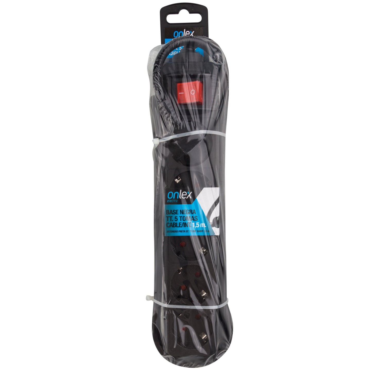EXTENÇÃO ELÉTRICA COM BASE PRETA DE 3 / 4 / 5 / 6 TOMADAS COM INTERRUPTOR E COM CABO 1.5M
