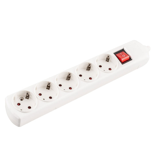 EXTENÇÃO ELÉTRICA COM BASE BRANCA 5 TOMADAS COM INTERRUPTOR SEM CABO