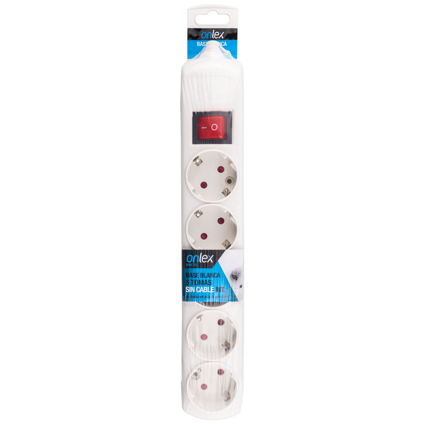 EXTENÇÃO ELÉTRICA COM BASE BRANCA 5 TOMADAS COM INTERRUPTOR SEM CABO