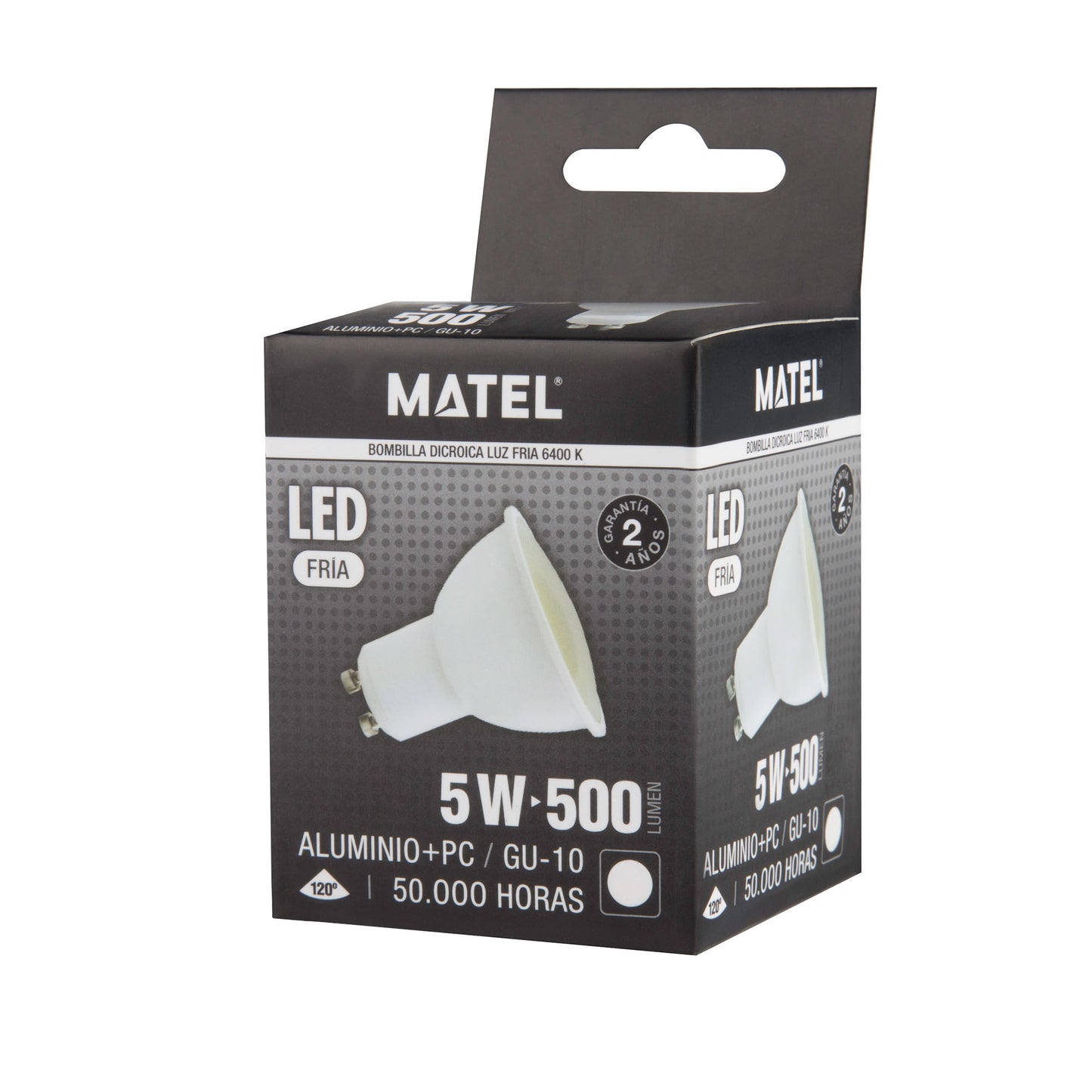 GU10 3W 4W 5W 6W 7W 8W 10W 6400K 4200K 2700K FOCO 230VAC IP20 50.000H 2 ANOS 100LM/W