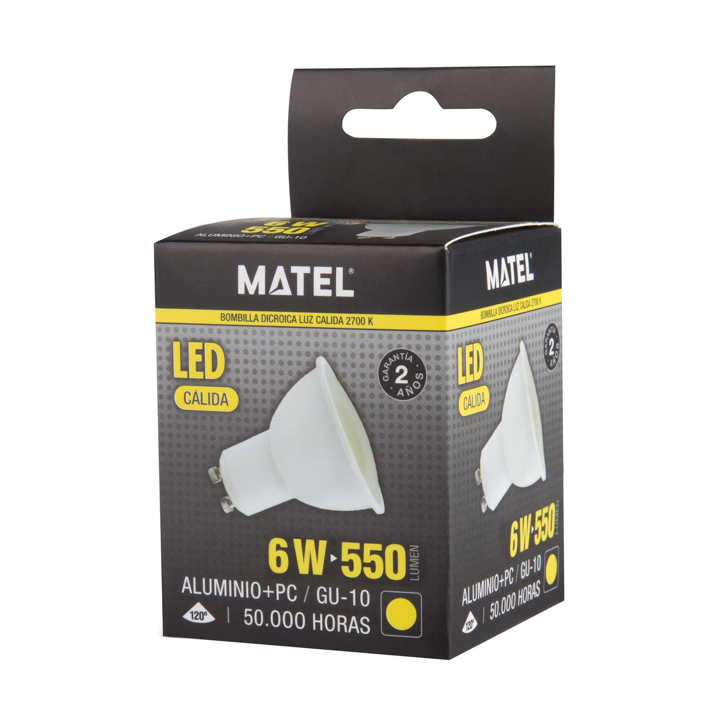 GU10 3W 4W 5W 6W 7W 8W 10W 6400K 4200K 2700K FOCO 230VAC IP20 50.000H 2 ANOS 100LM/W