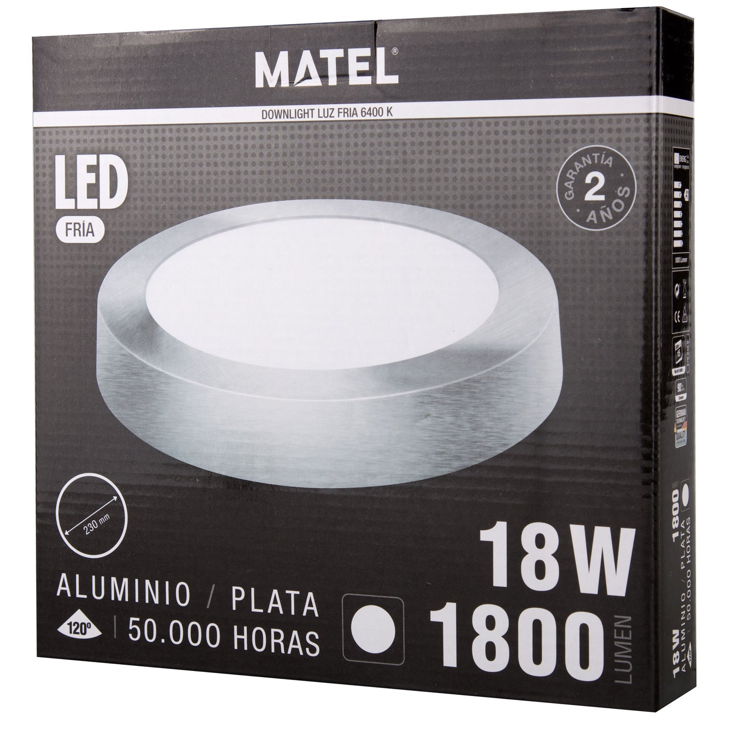 PLACA LED SALIENTE BRANCA E PRATA 18W 24W REDONDA 120º 230V AC