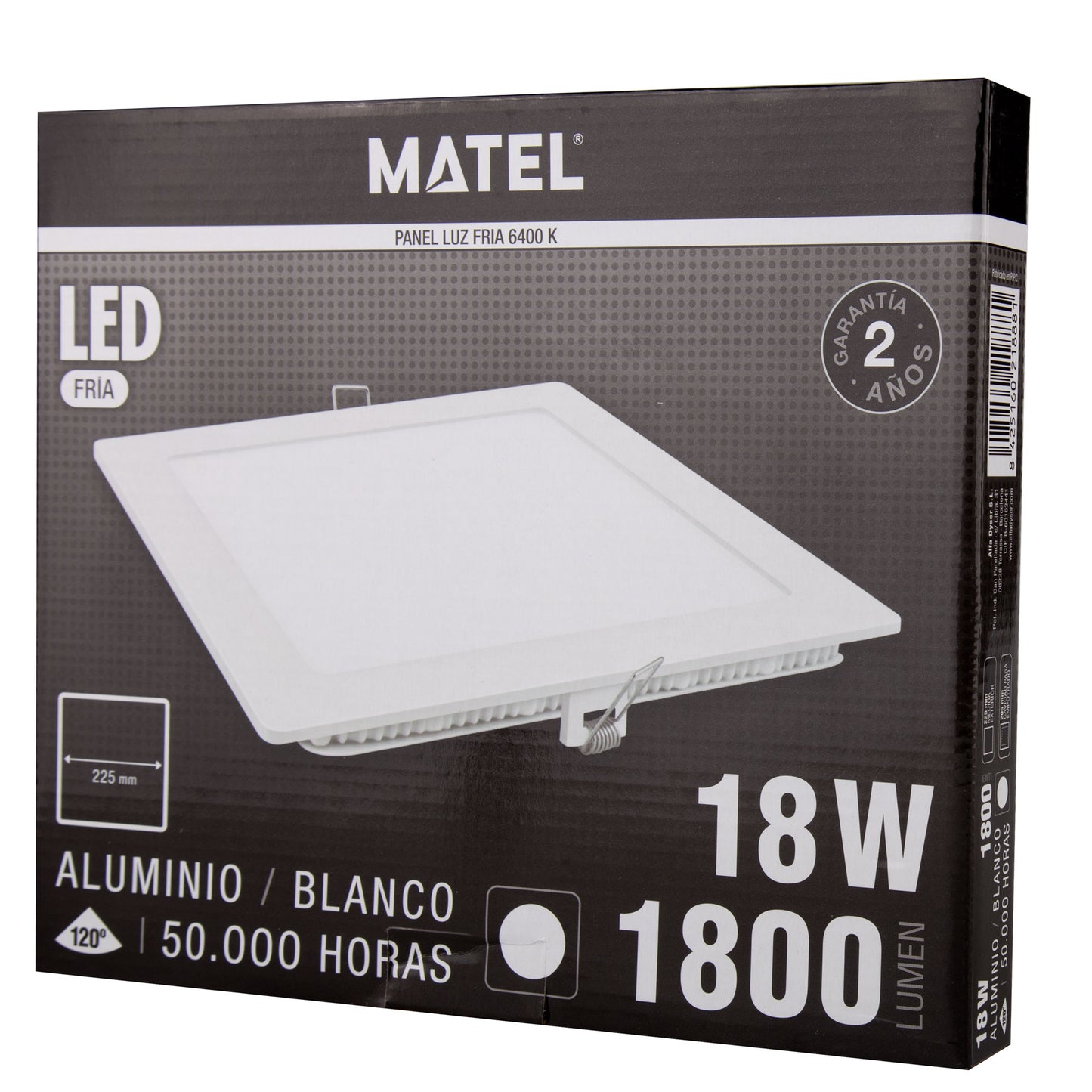 PLACA LED ULTRA FINA BRANCA QUADRADA PLANA 120º EM ALUMÍNIO 230V AC