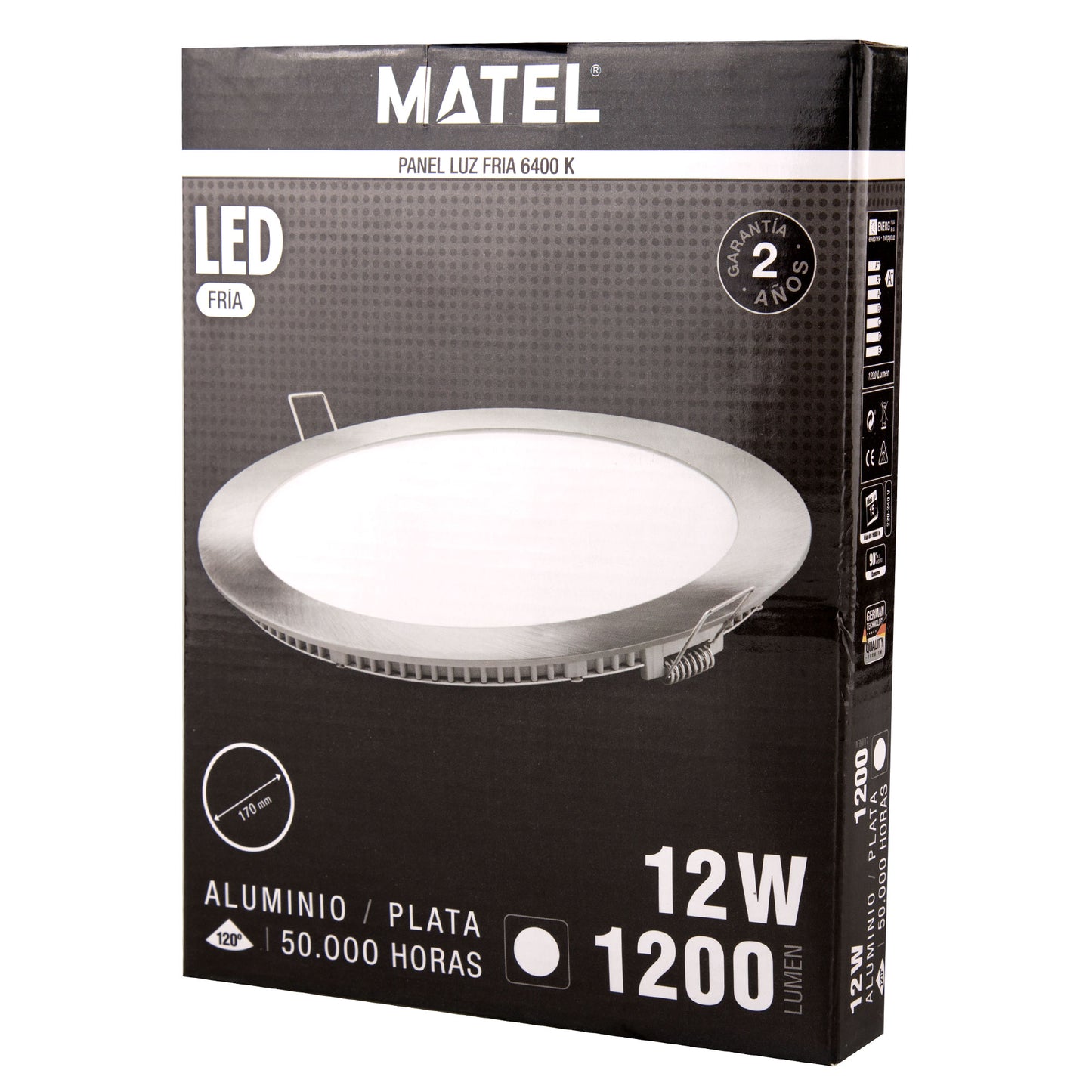 PLACA LED ULTRA FINA PRATA REDONDA PLANA 120º EM ALUMÍNIO 230V AC