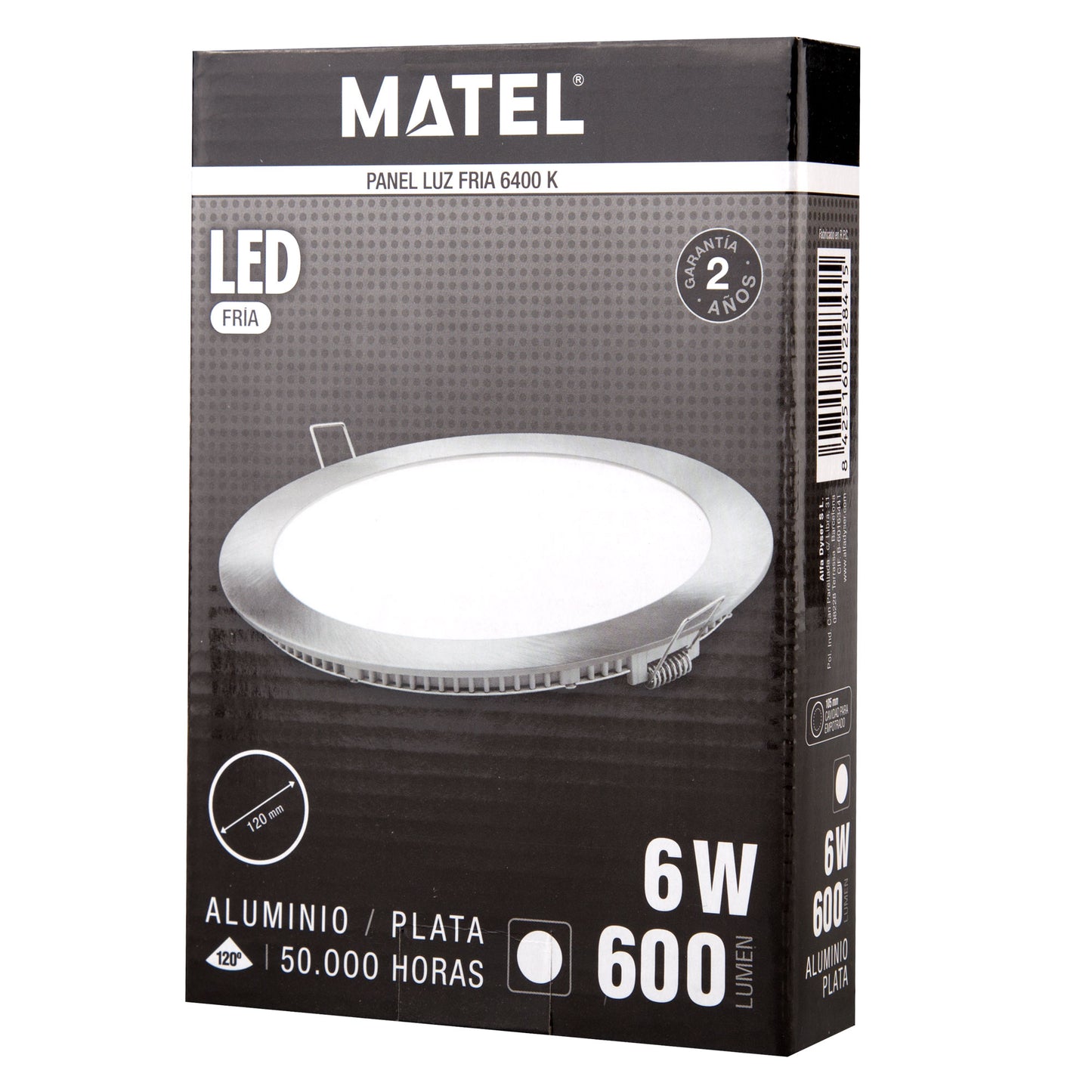 PLACA LED ULTRA FINA PRATA REDONDA PLANA 120º EM ALUMÍNIO 230V AC