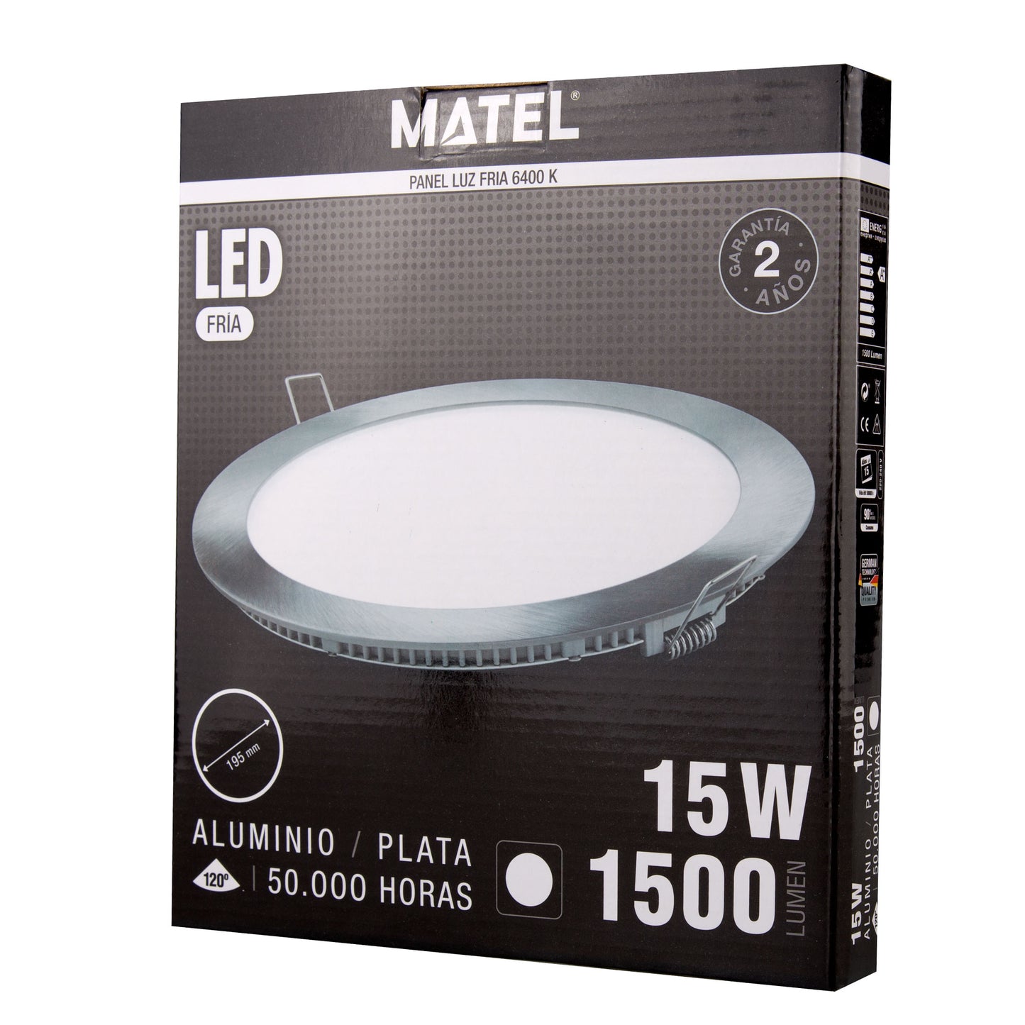 PLACA LED ULTRA FINA PRATA REDONDA PLANA 120º EM ALUMÍNIO 230V AC