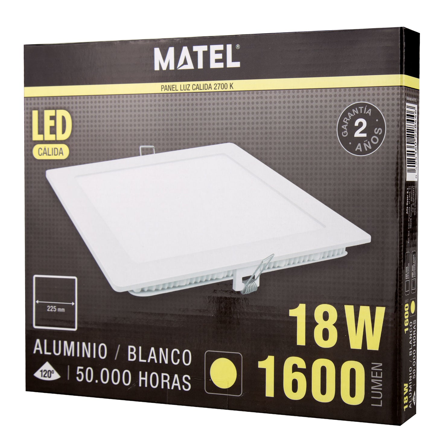 PLACA LED ULTRA FINA BRANCA QUADRADA PLANA 120º EM ALUMÍNIO 230V AC