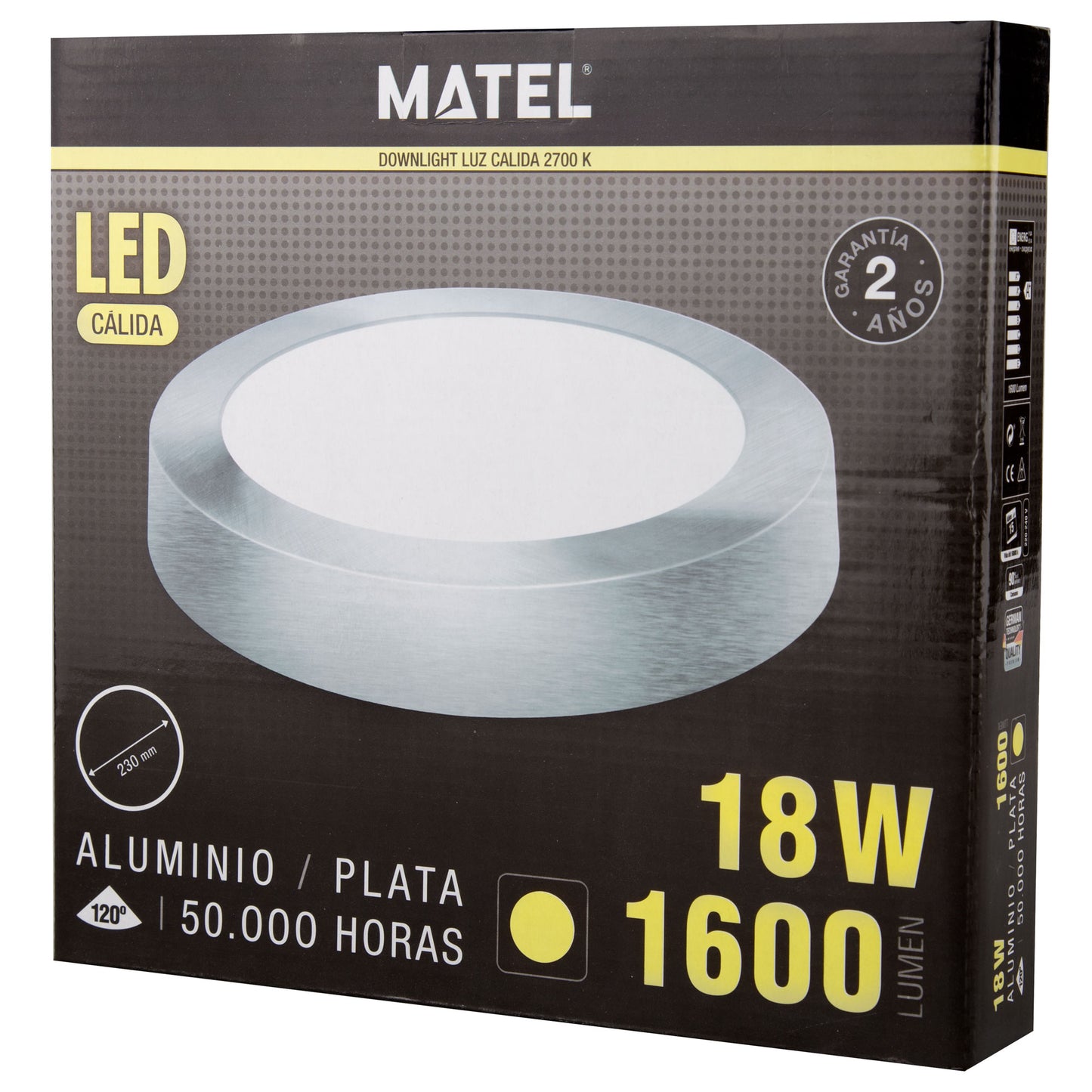 PLACA LED SALIENTE BRANCA E PRATA 18W 24W REDONDA 120º 230V AC