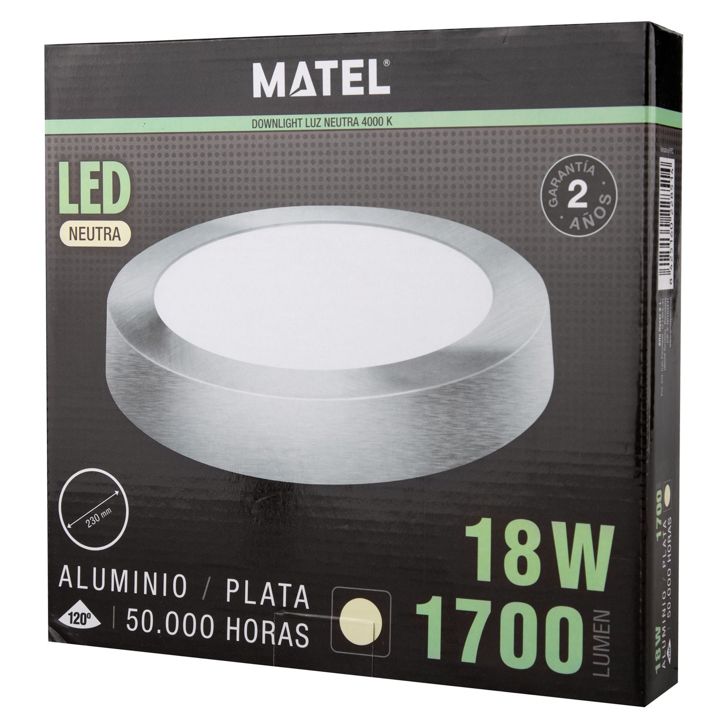 PLACA LED SALIENTE BRANCA E PRATA 18W 24W REDONDA 120º 230V AC