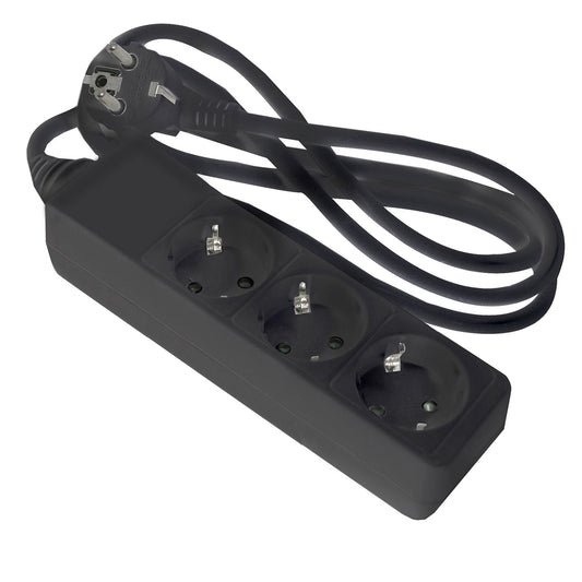 EXTENÇÃO ELÉTRICA COM BASE PRETA DE 3 / 4 / 5 / 6 TOMADAS COM CABO 1.5M