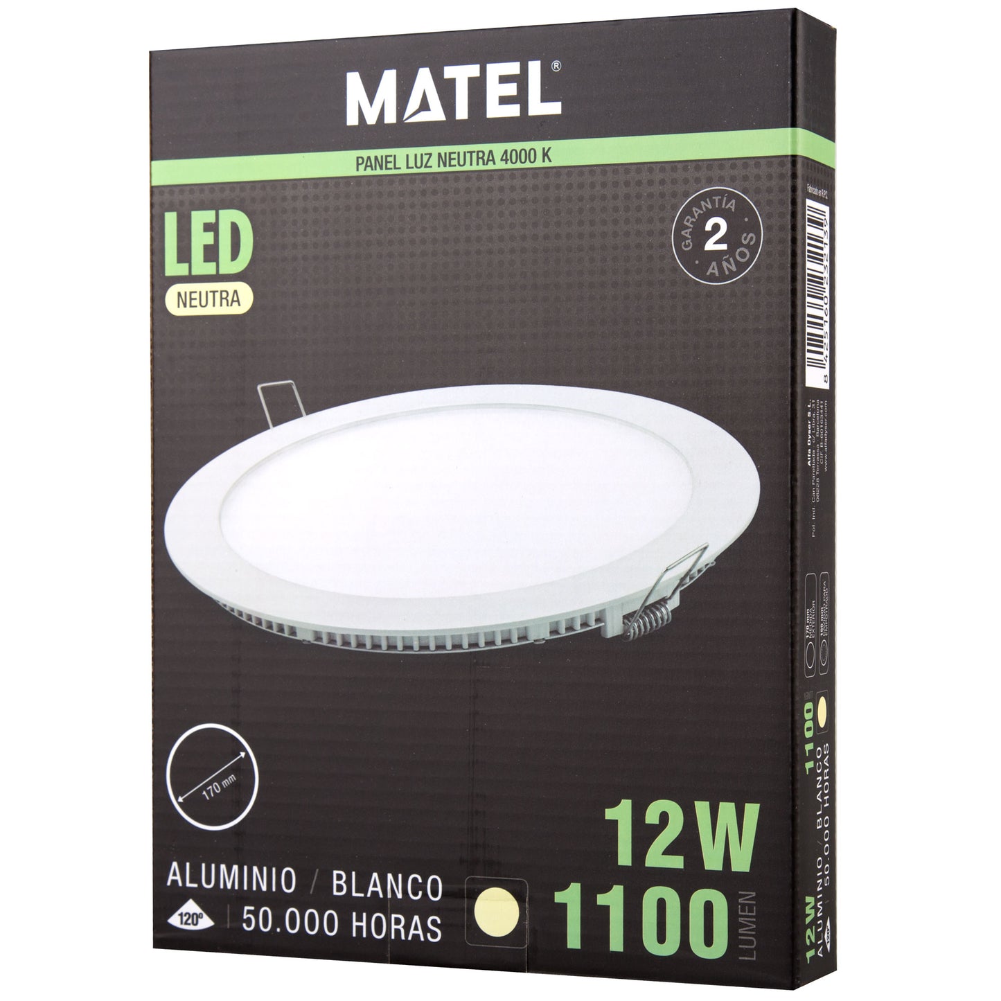PLACA LED ULTRA FINA BRANCA REDONDA PLANA 120 EM ALUMÍNIO 230V AC