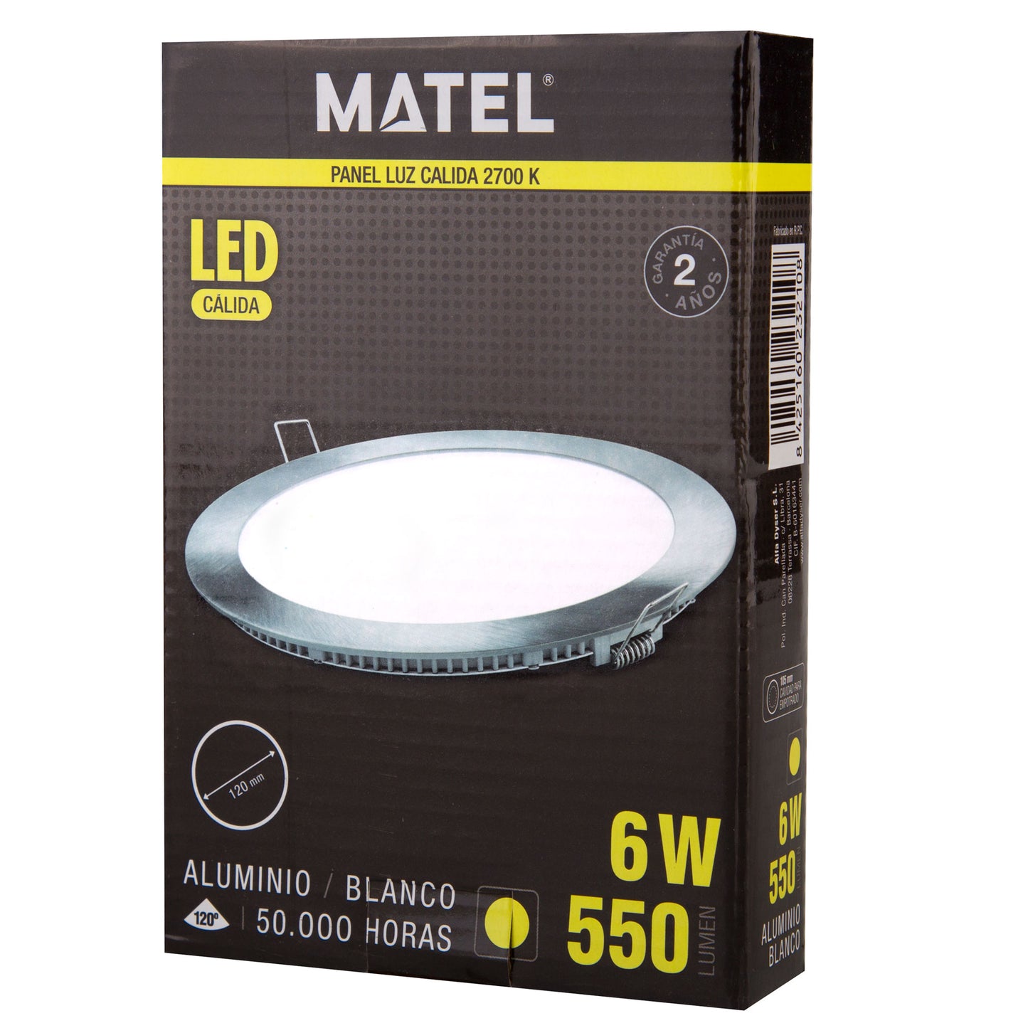 PLACA LED ULTRA FINA PRATA REDONDA PLANA 120º EM ALUMÍNIO 230V AC