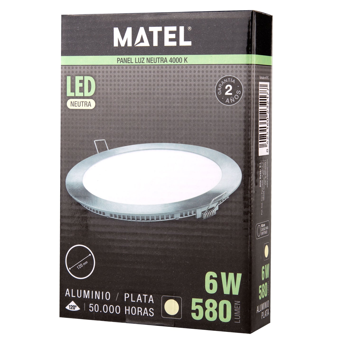 PLACA LED ULTRA FINA PRATA REDONDA PLANA 120º EM ALUMÍNIO 230V AC