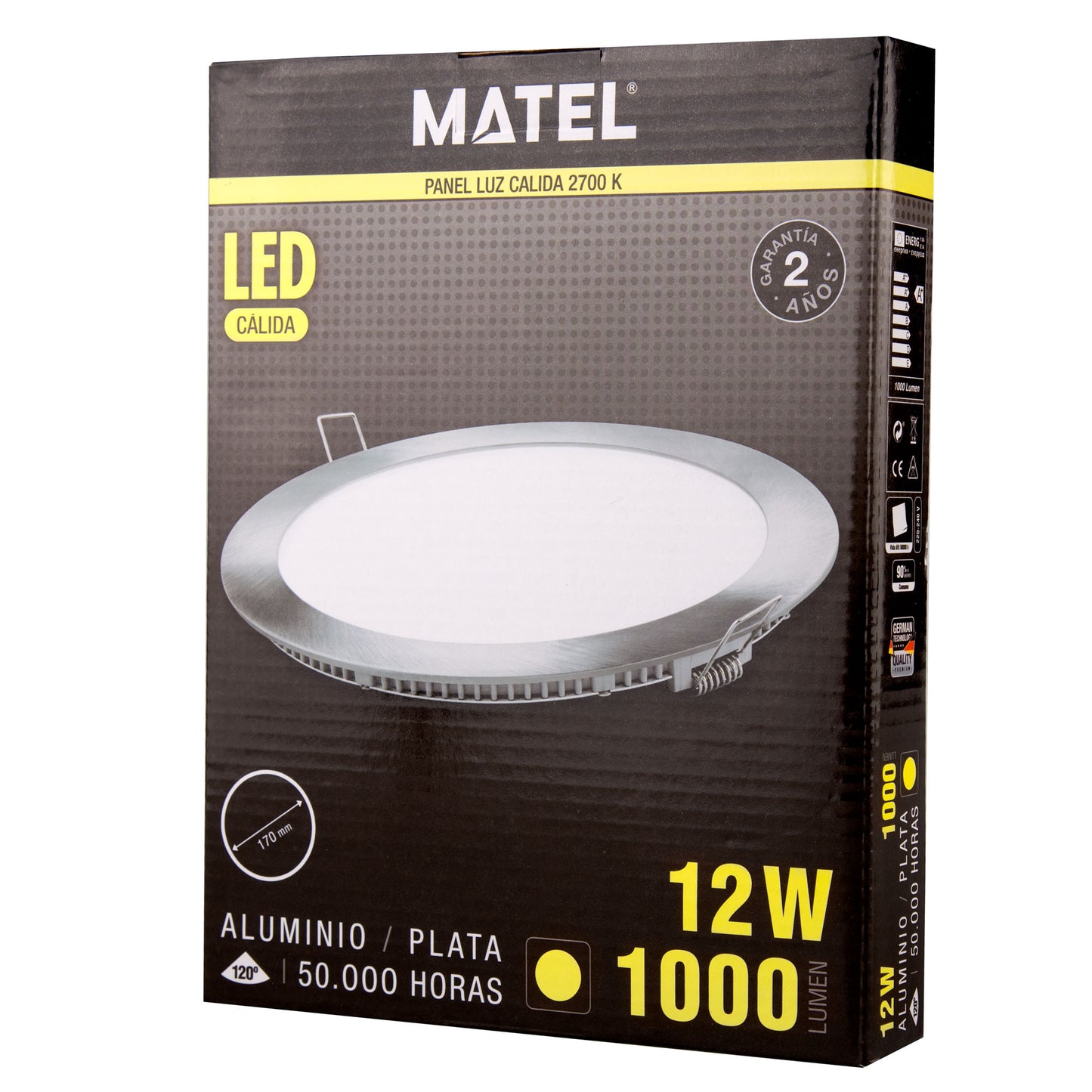 PLACA LED ULTRA FINA PRATA REDONDA PLANA 120º EM ALUMÍNIO 230V AC