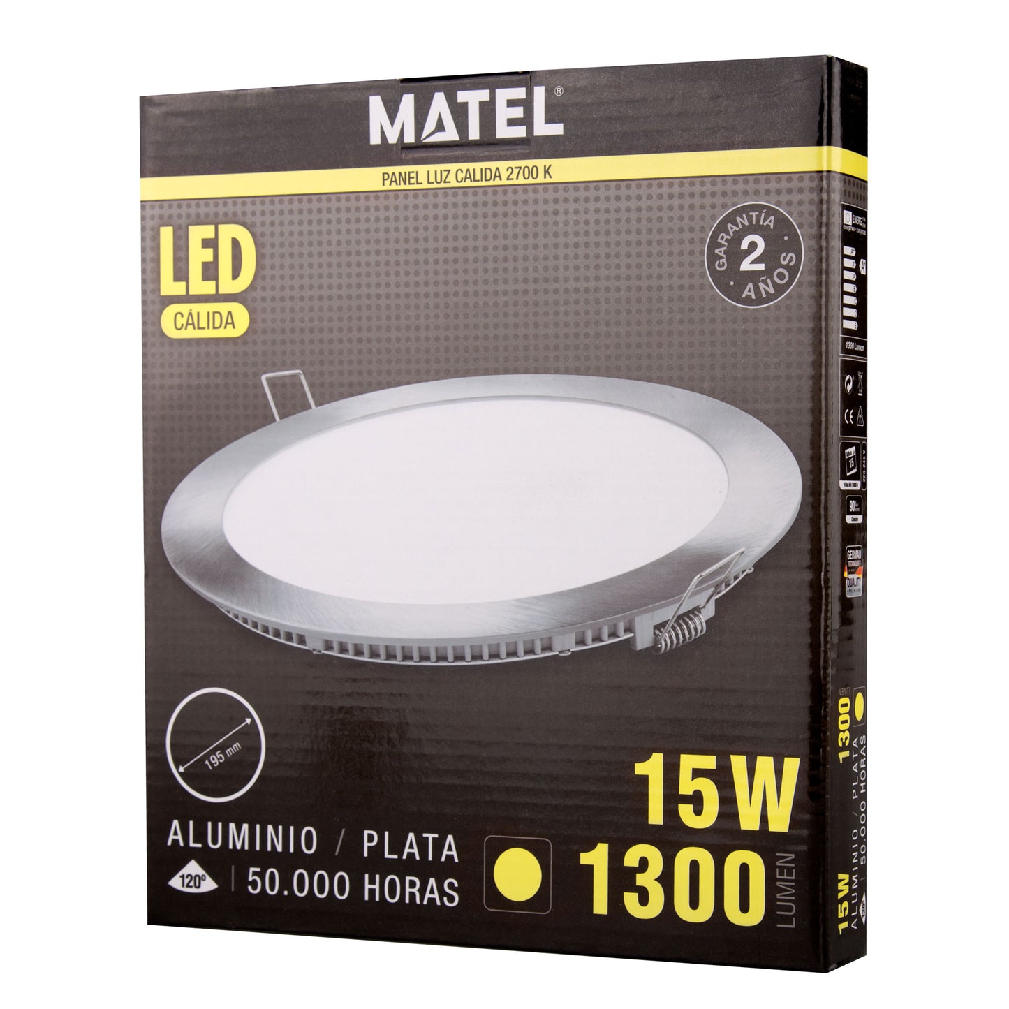 PLACA LED ULTRA FINA PRATA REDONDA PLANA 120º EM ALUMÍNIO 230V AC