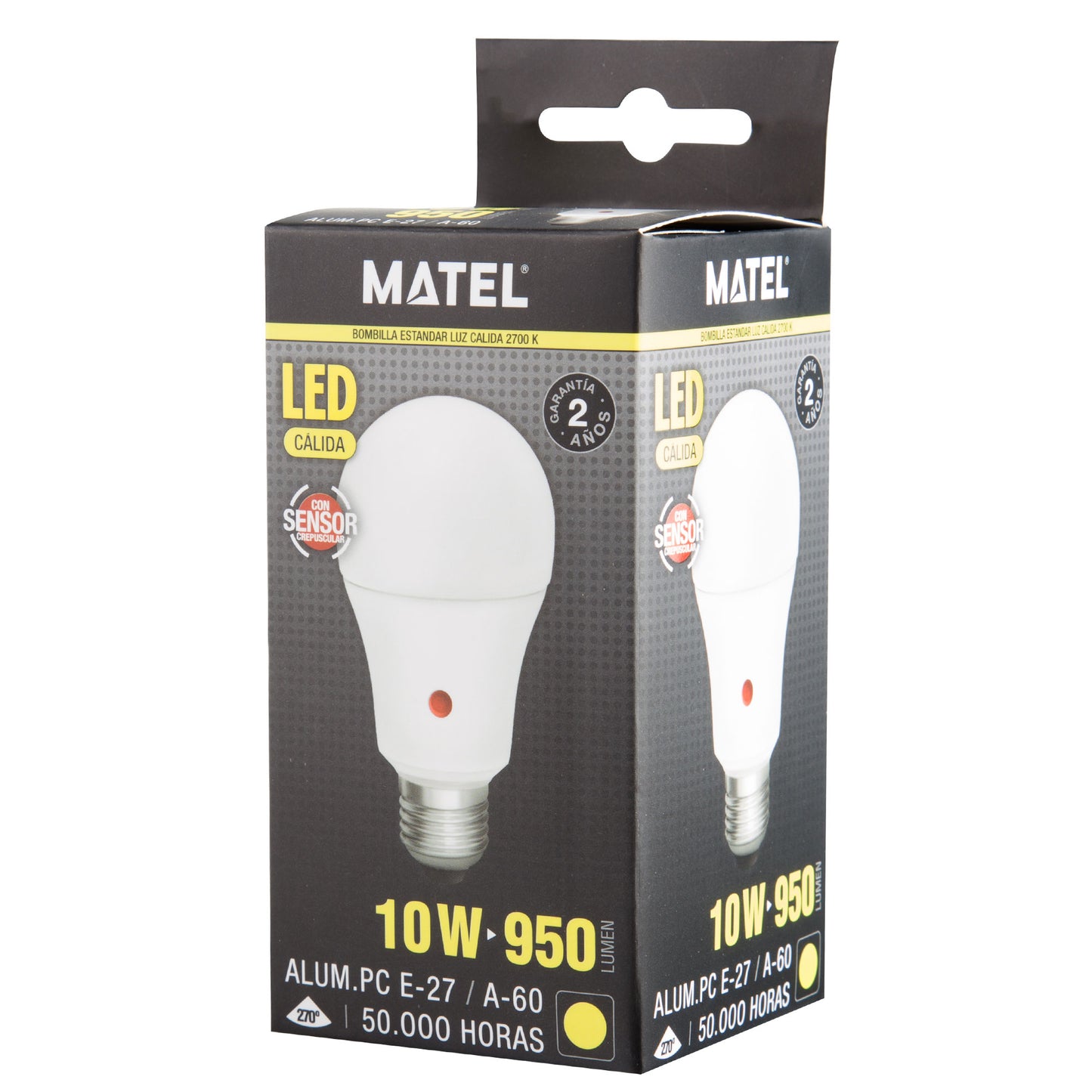 LAMPADA LED E27 10W A60 SENSOR CREPUSCULAR MOVIMENTO 230V AC