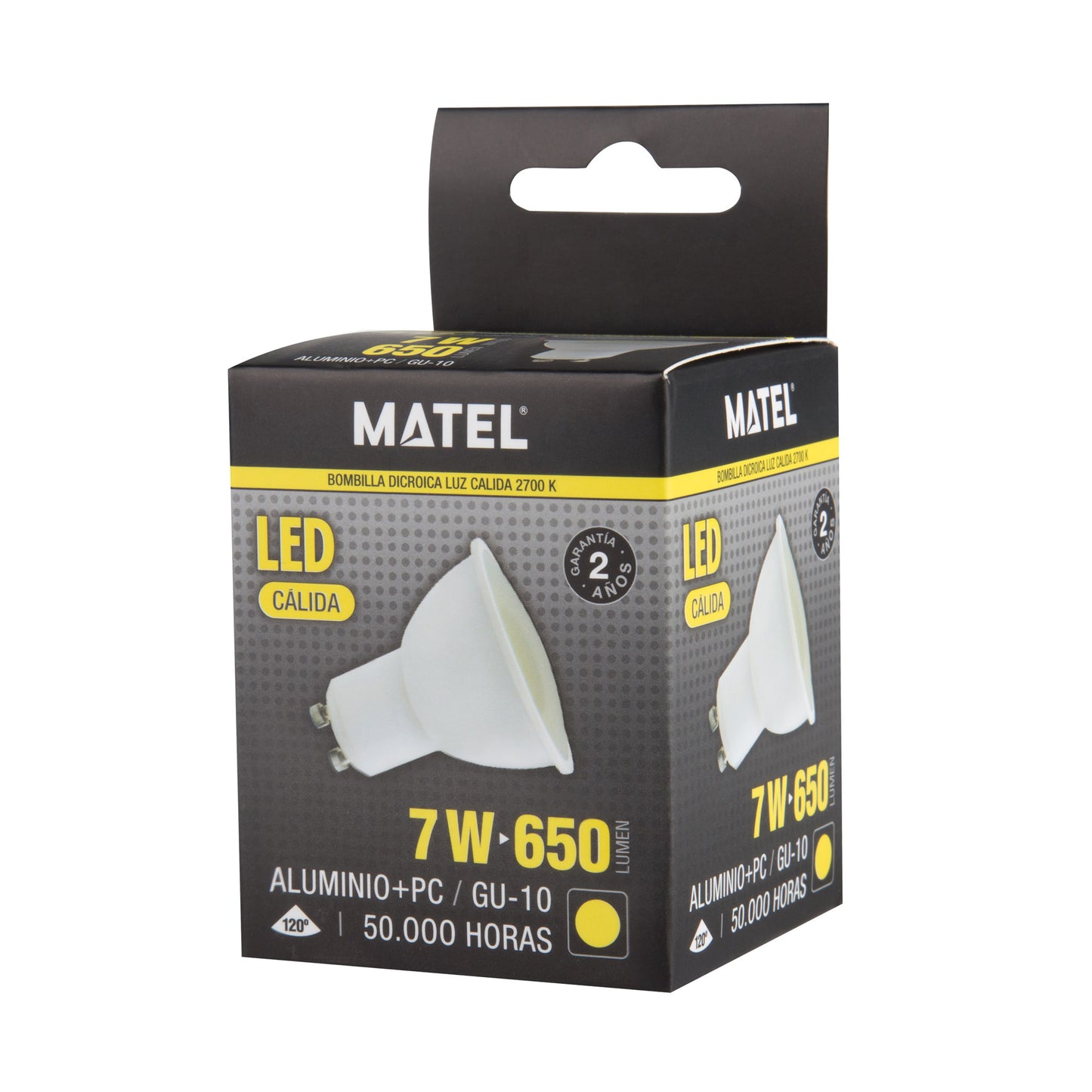 GU10 3W 4W 5W 6W 7W 8W 10W 6400K 4200K 2700K FOCO 230VAC IP20 50.000H 2 ANOS 100LM/W