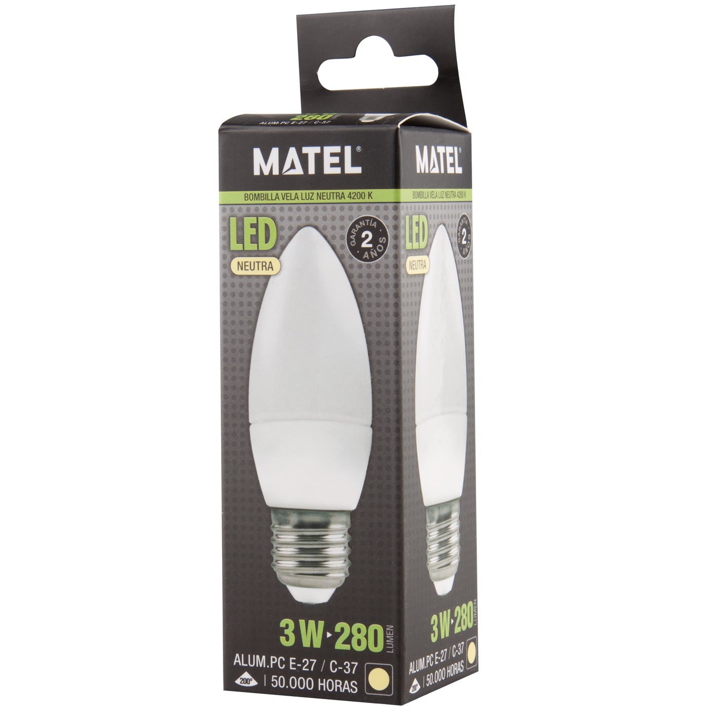 LAMPADA LED VELA E14 E27 DE 3W ATE 8W LUZ FRIA / NEUTRA / QUENTE C37 200º 230V AC