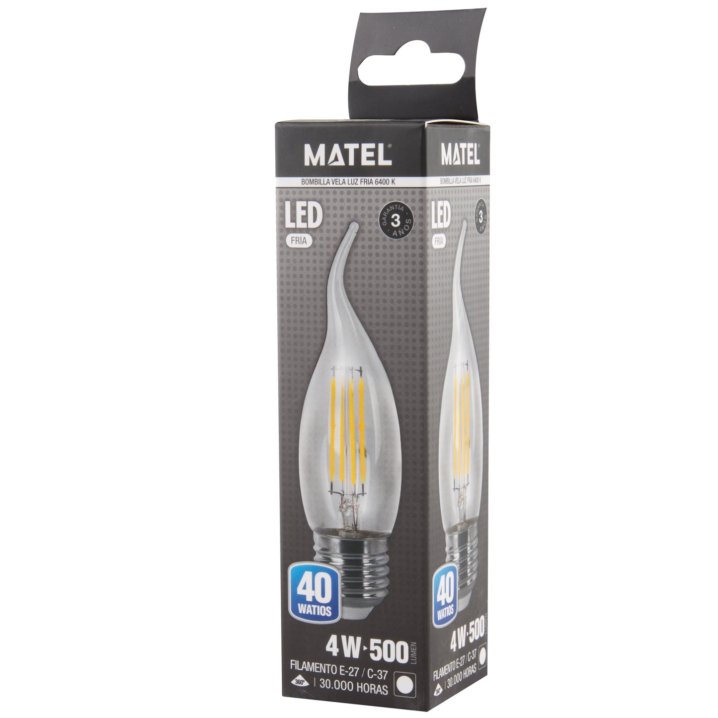 LAMPADA LED E27 E14 TRANSPARENTE 2700 K 6400 K VELA CHAMA FILAMENTO 360º C37