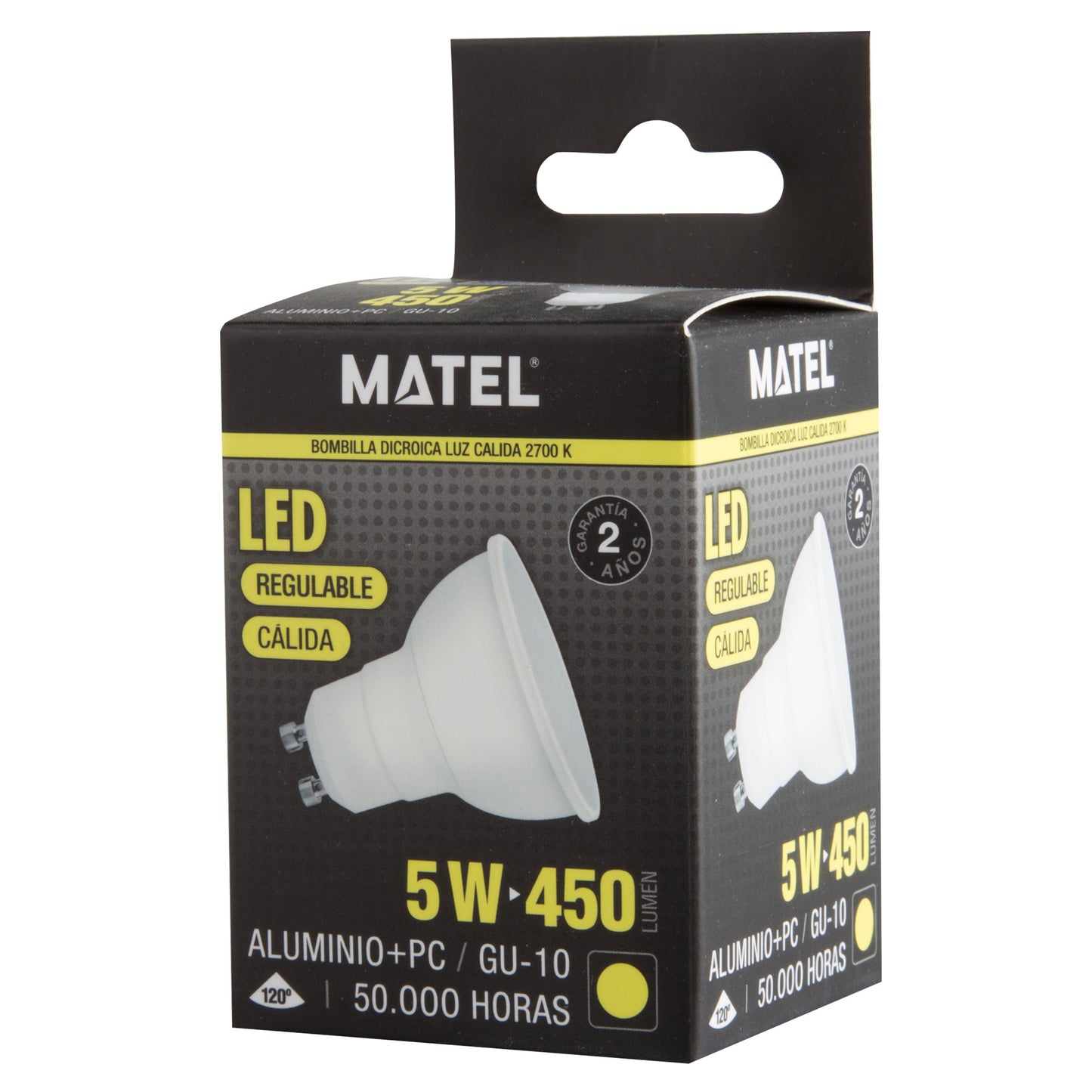 GU10 3W 4W 5W 6W 7W 8W 10W 6400K 4200K 2700K FOCO 230VAC IP20 50.000H 2 ANOS 100LM/W
